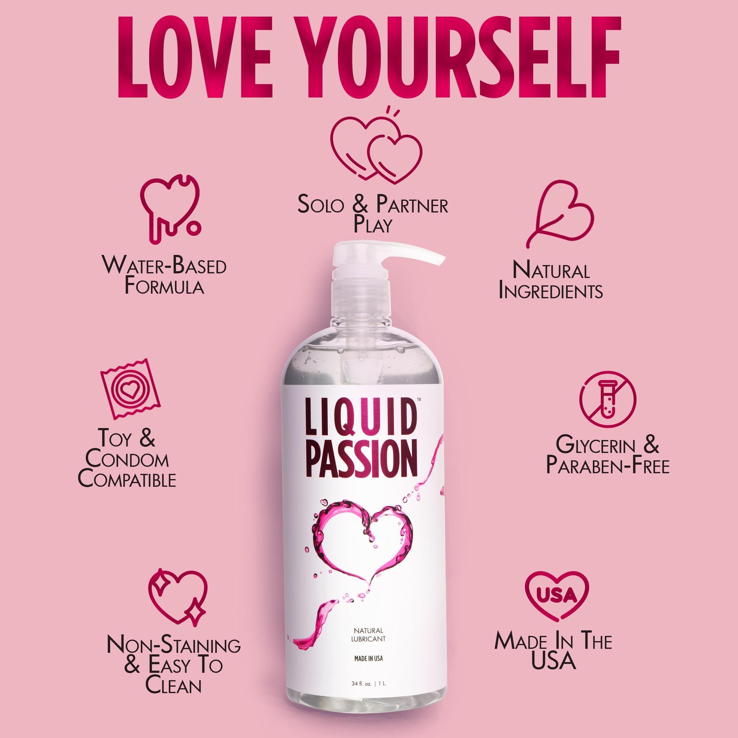 Self-love concept with Liquid Passion Natural Lubricant