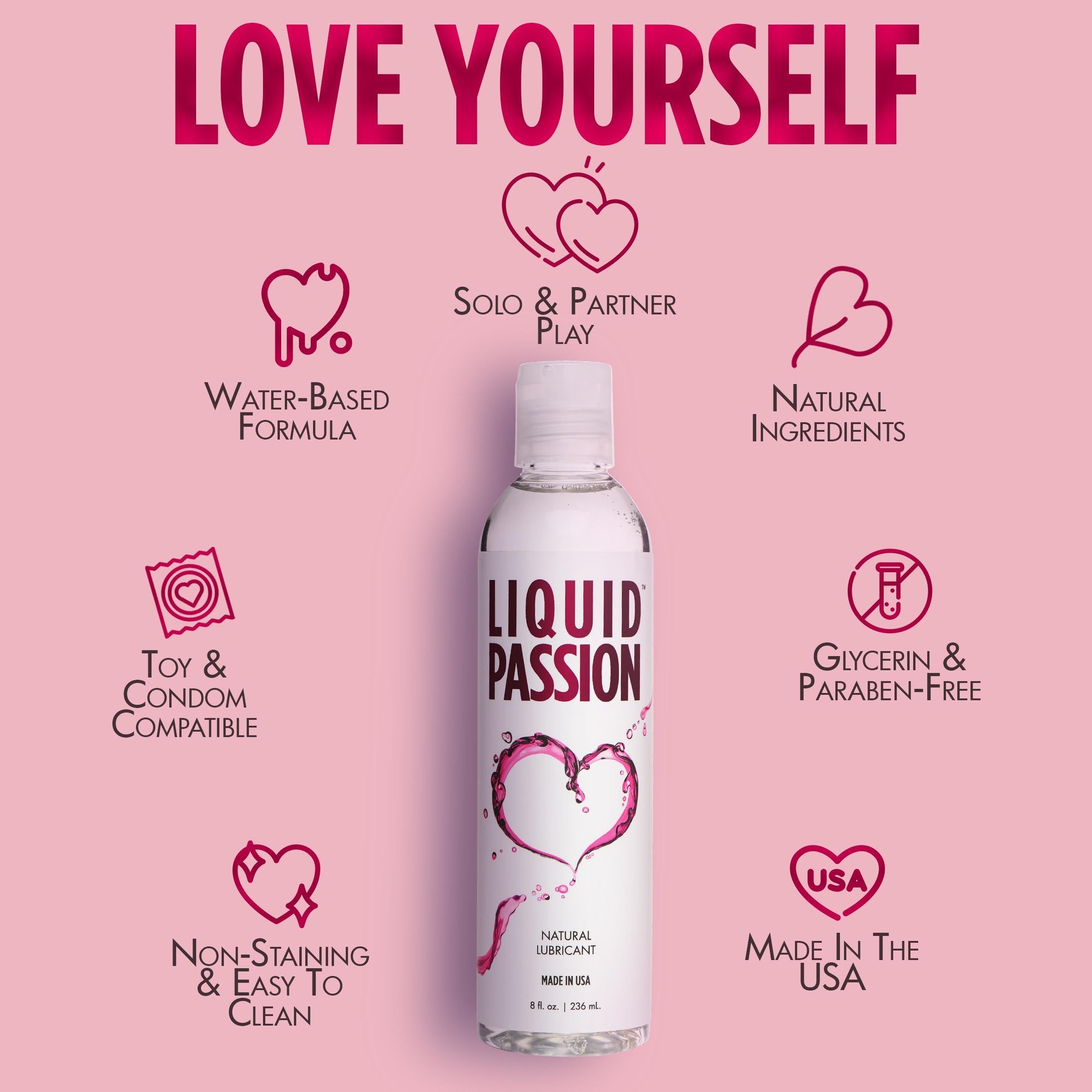 Love yourself with Liquid Passion Natural Lubricant, 8oz bottle