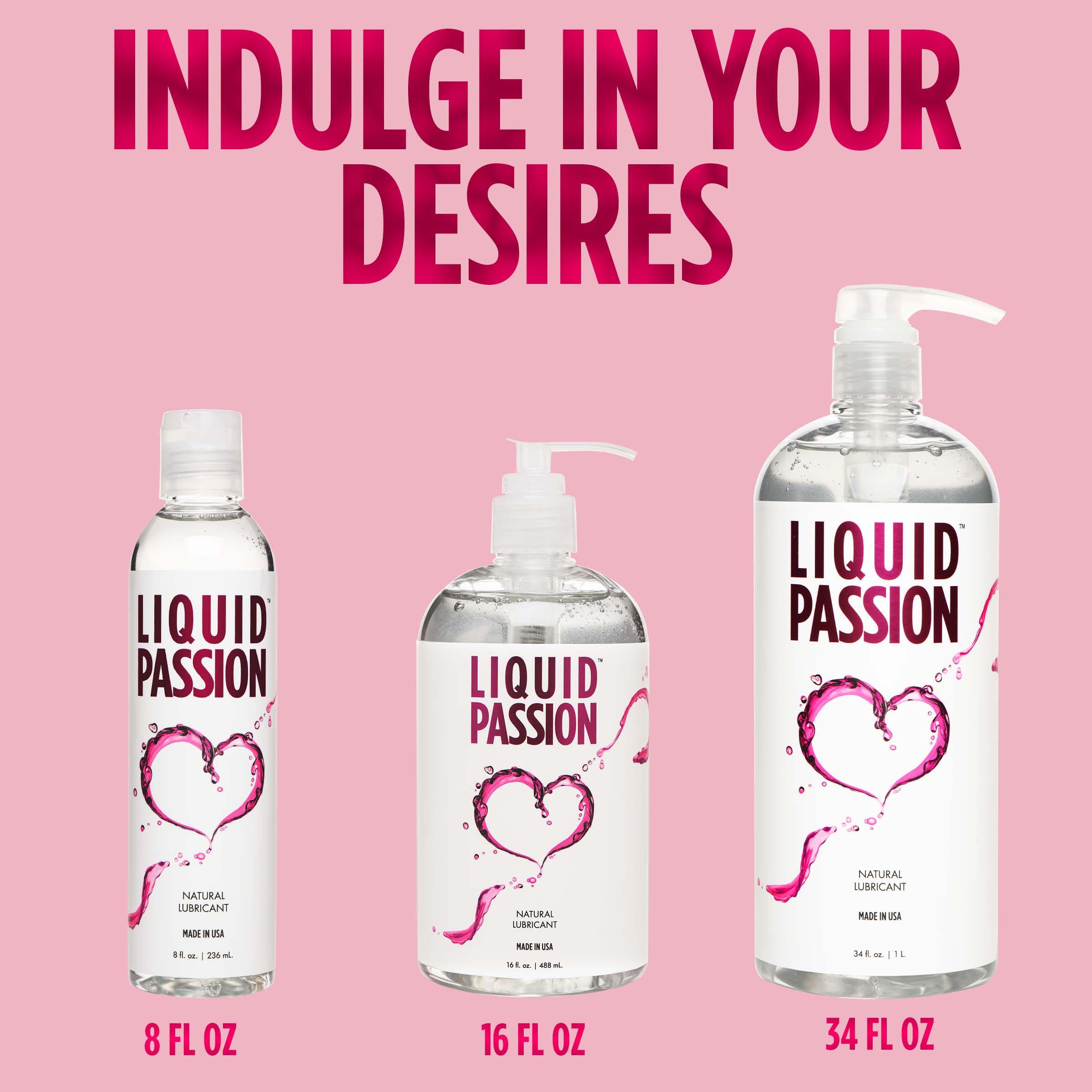 Indulge in your desires with Liquid Passion Natural Lubricant, 8oz