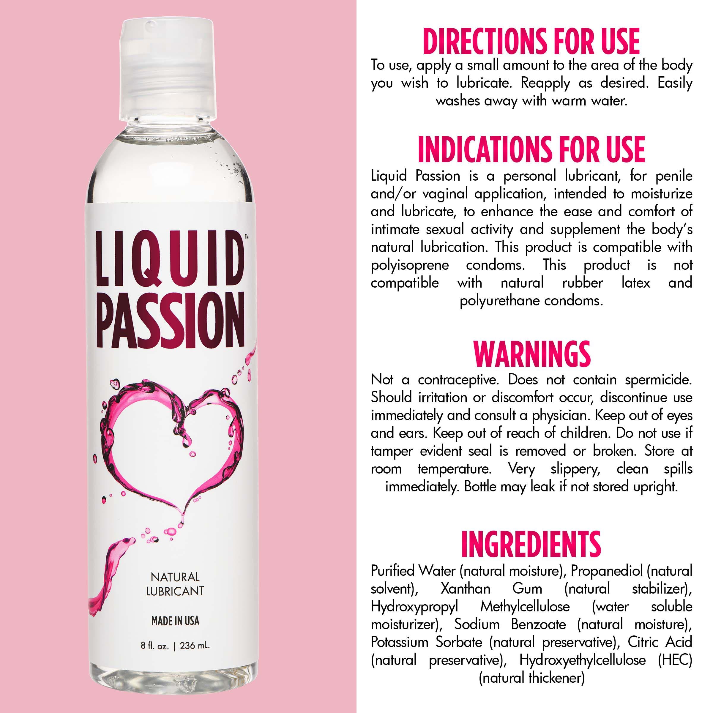 The ultimate sensual experience with Liquid Passion Natural Lubricant, 8oz