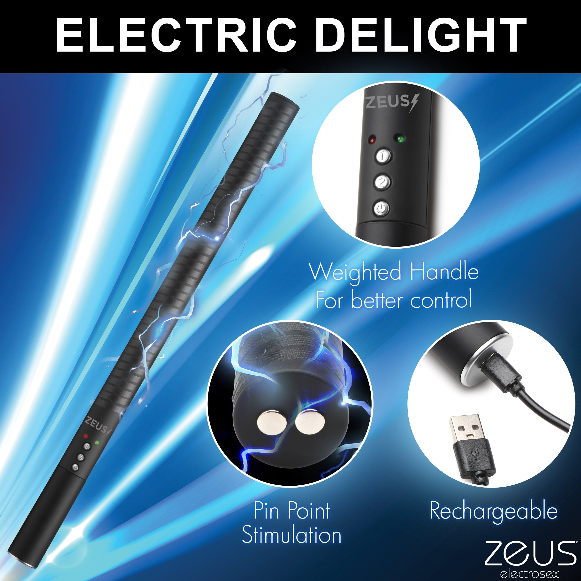 E-stim Baton providing electric stimulation for pleasure