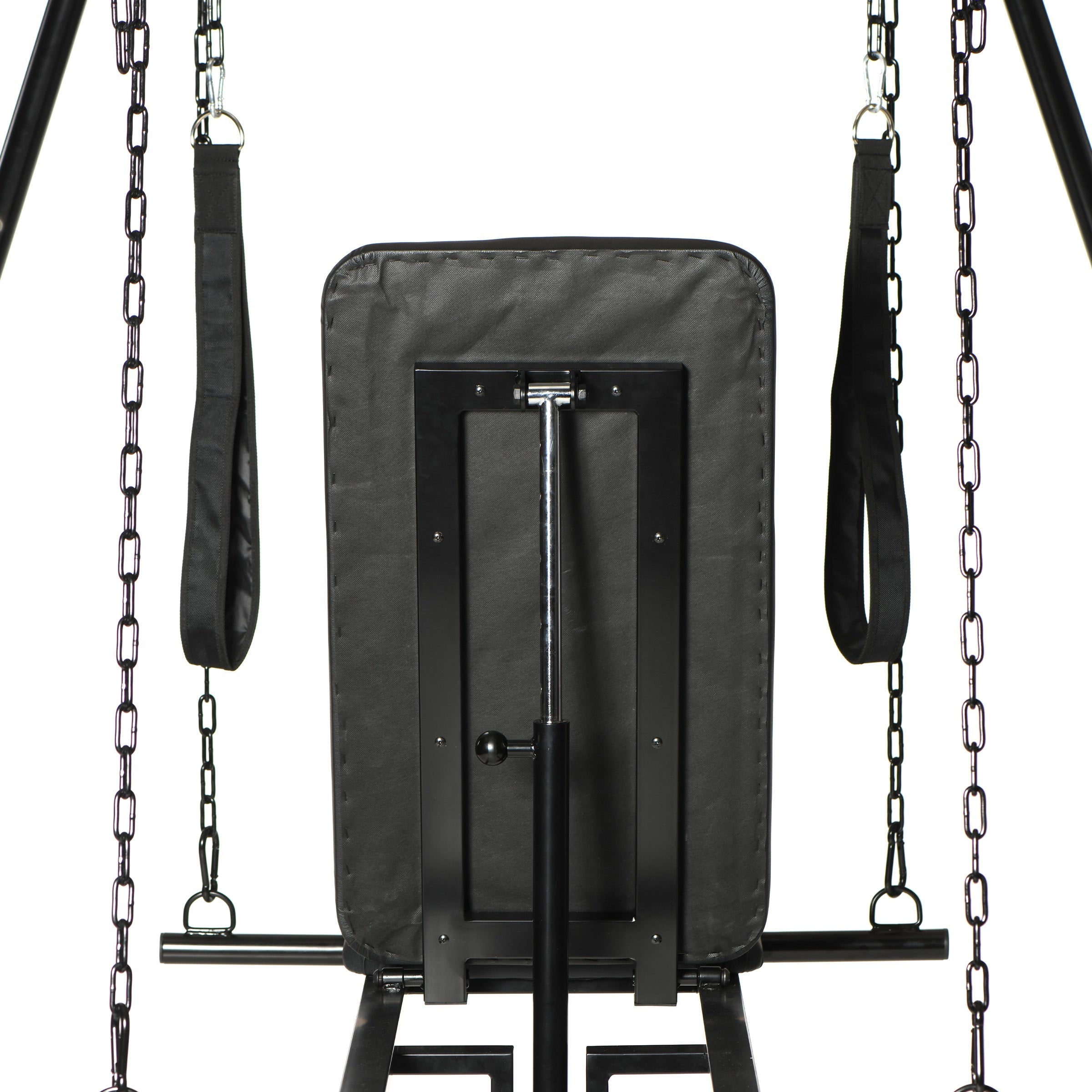 Detailed image of the Throne Adjustable Sex Swing with black chains