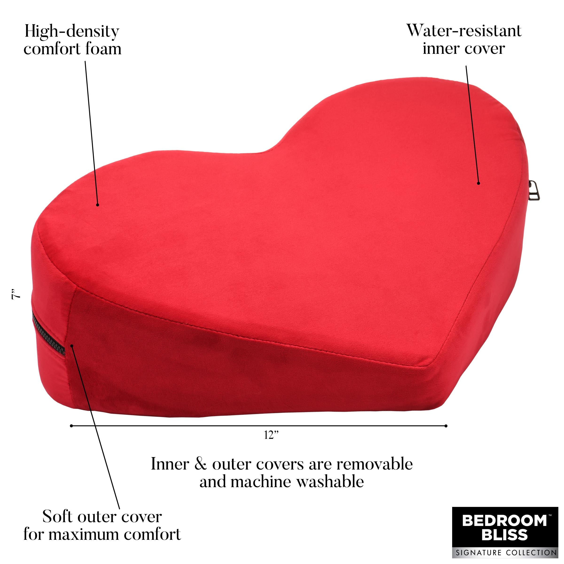 Red heart pillow enhancing bedroom decor