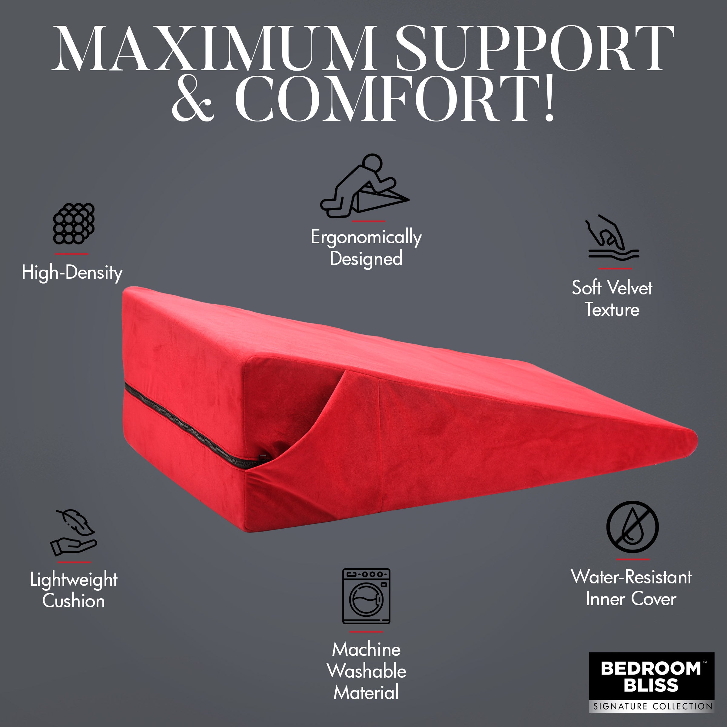 Close-up of the XL Love Cushion as a supportive mattress wedge