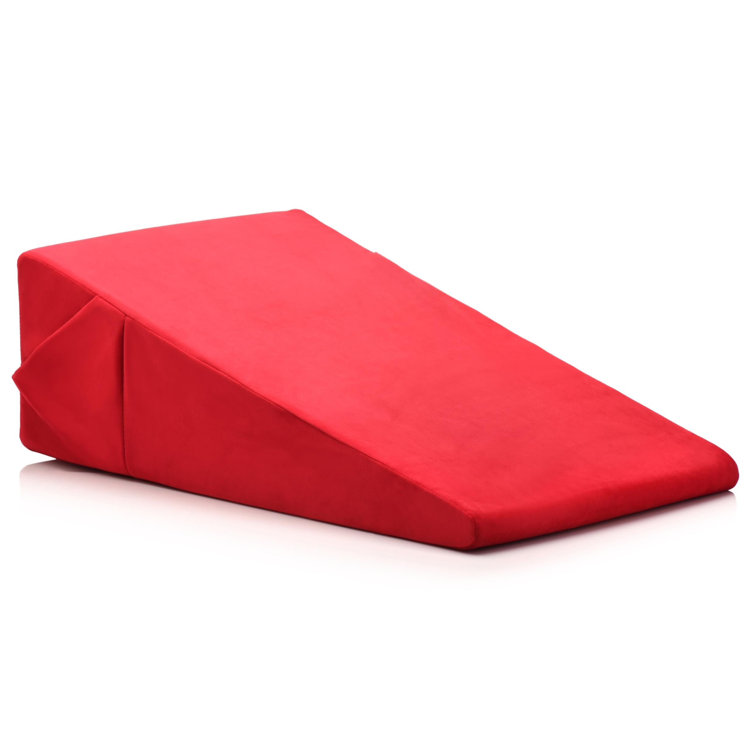 Red wedge-shaped XL Love Cushion against a white backdrop