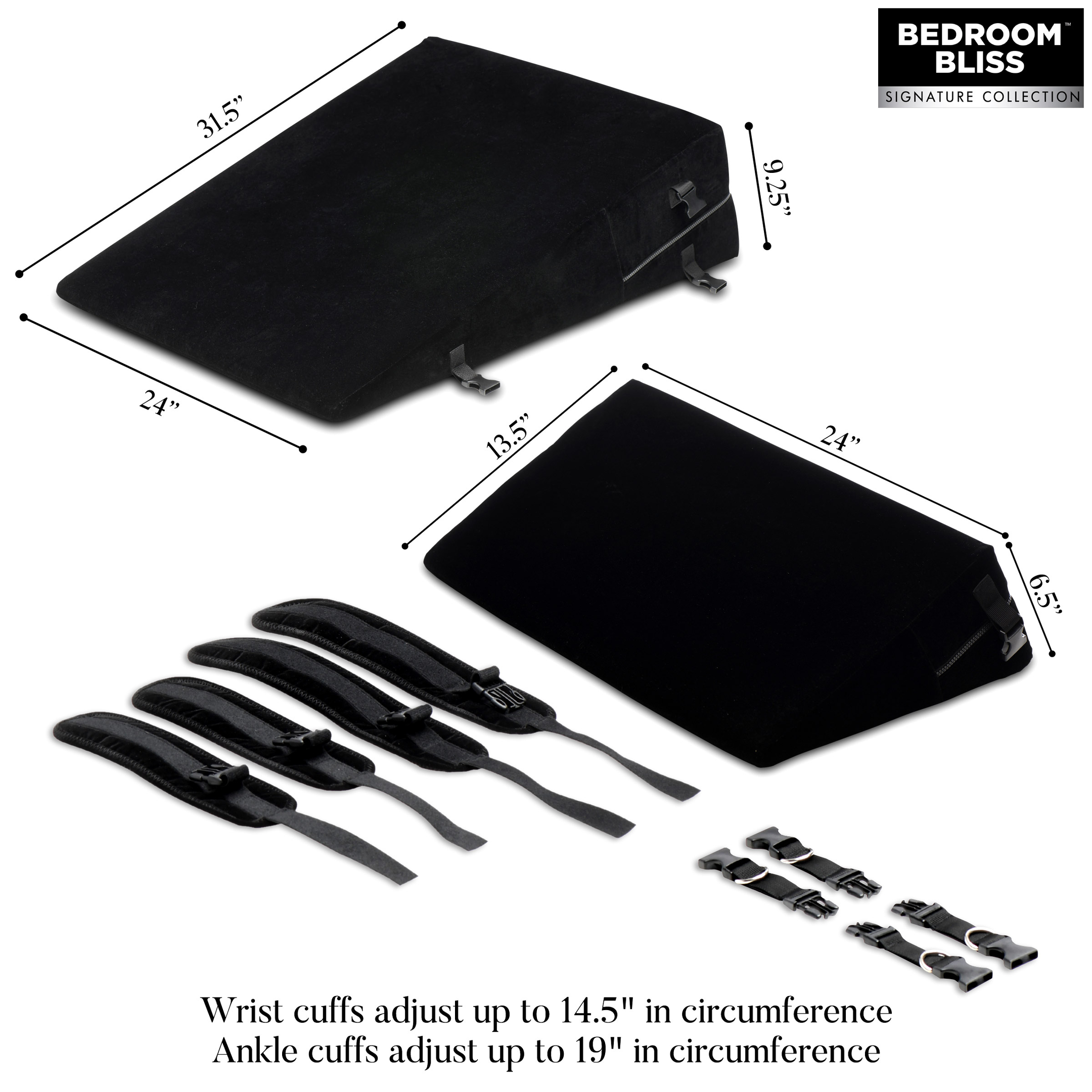 Dimensions and specifications of the bondage cushion set for bedroom use