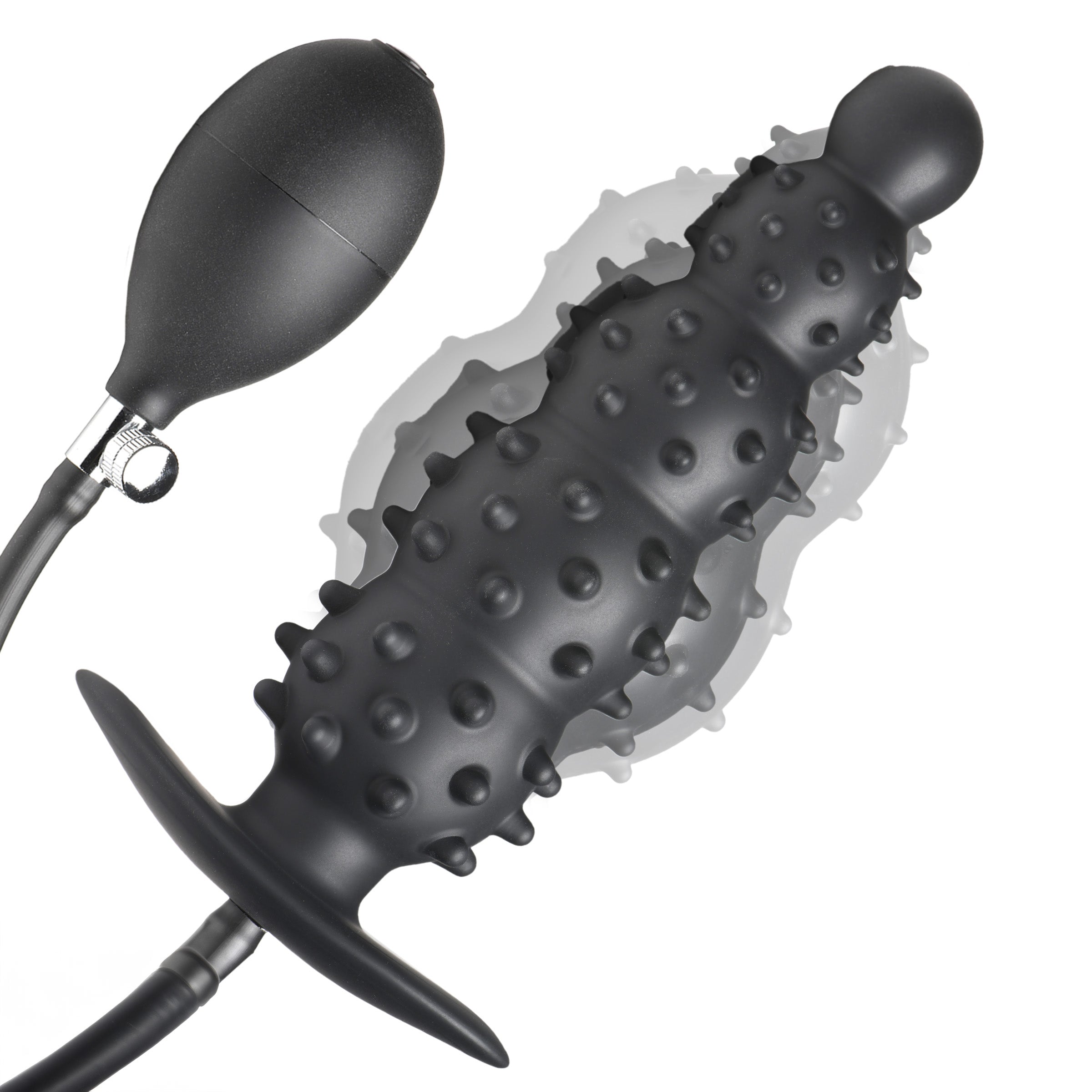 Black silicone anal plug with attached vibrating feature by Ass Puffer