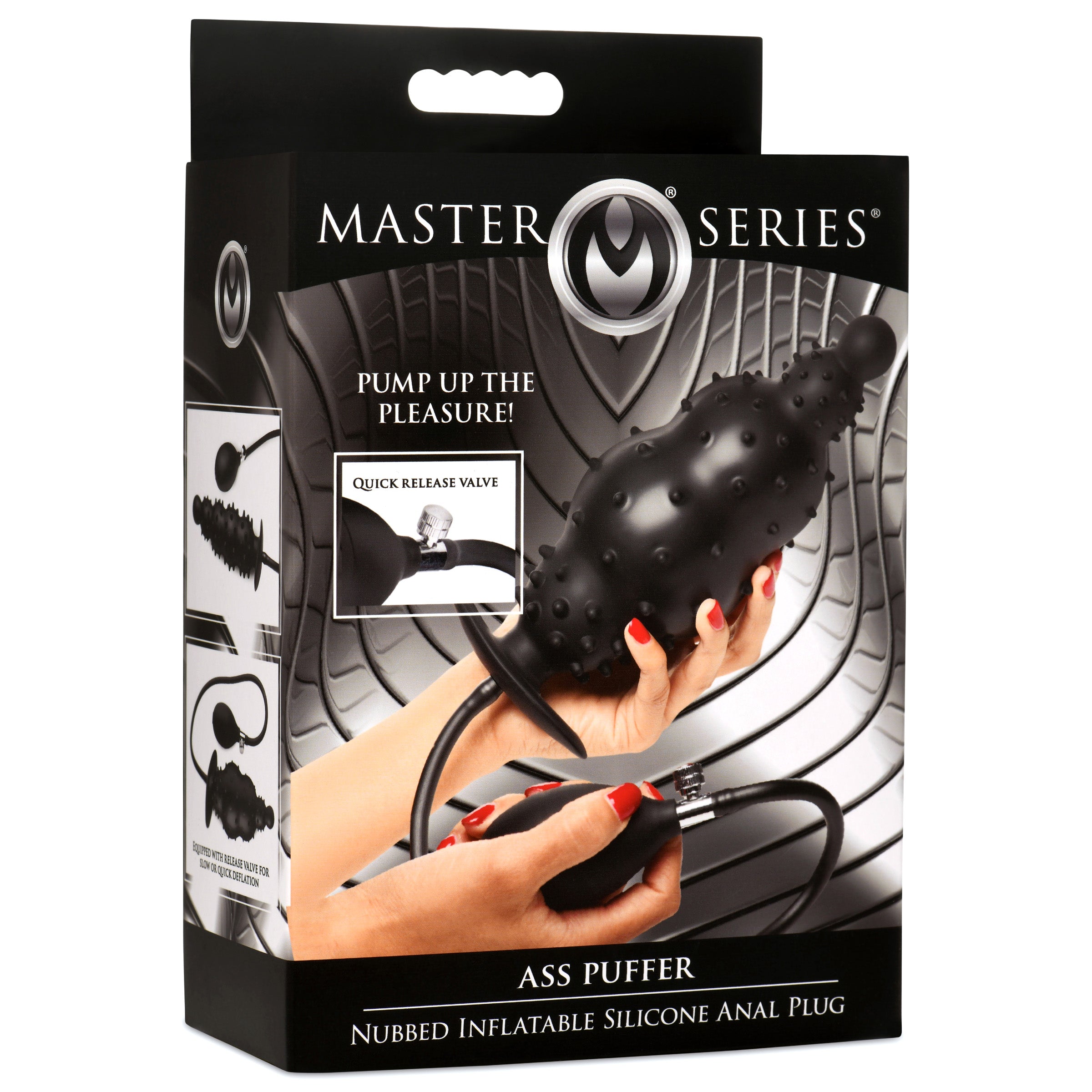 Master Series Ass Puffer nubbed inflatable anal plug in black