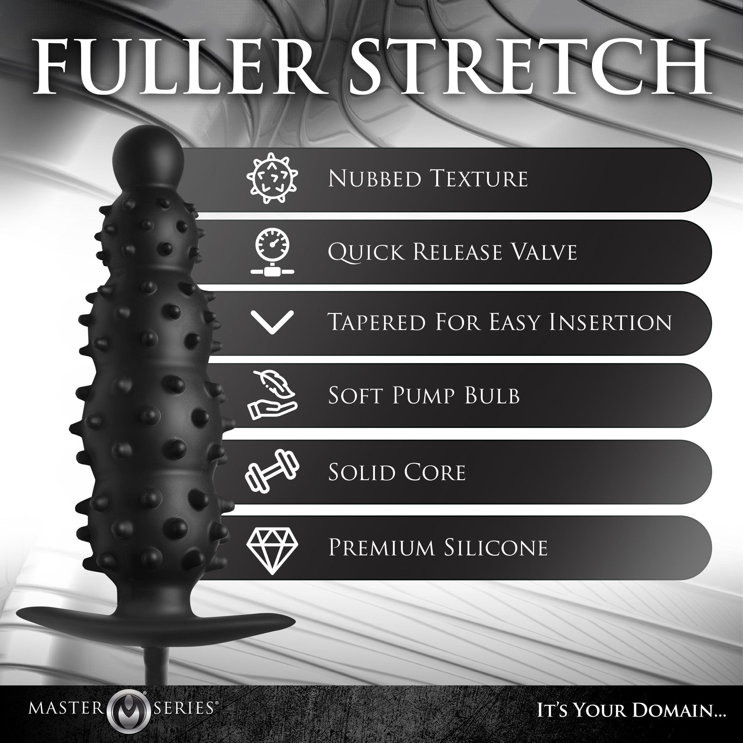 Ass Puffer's black silicone anal plug for a fuller sensation