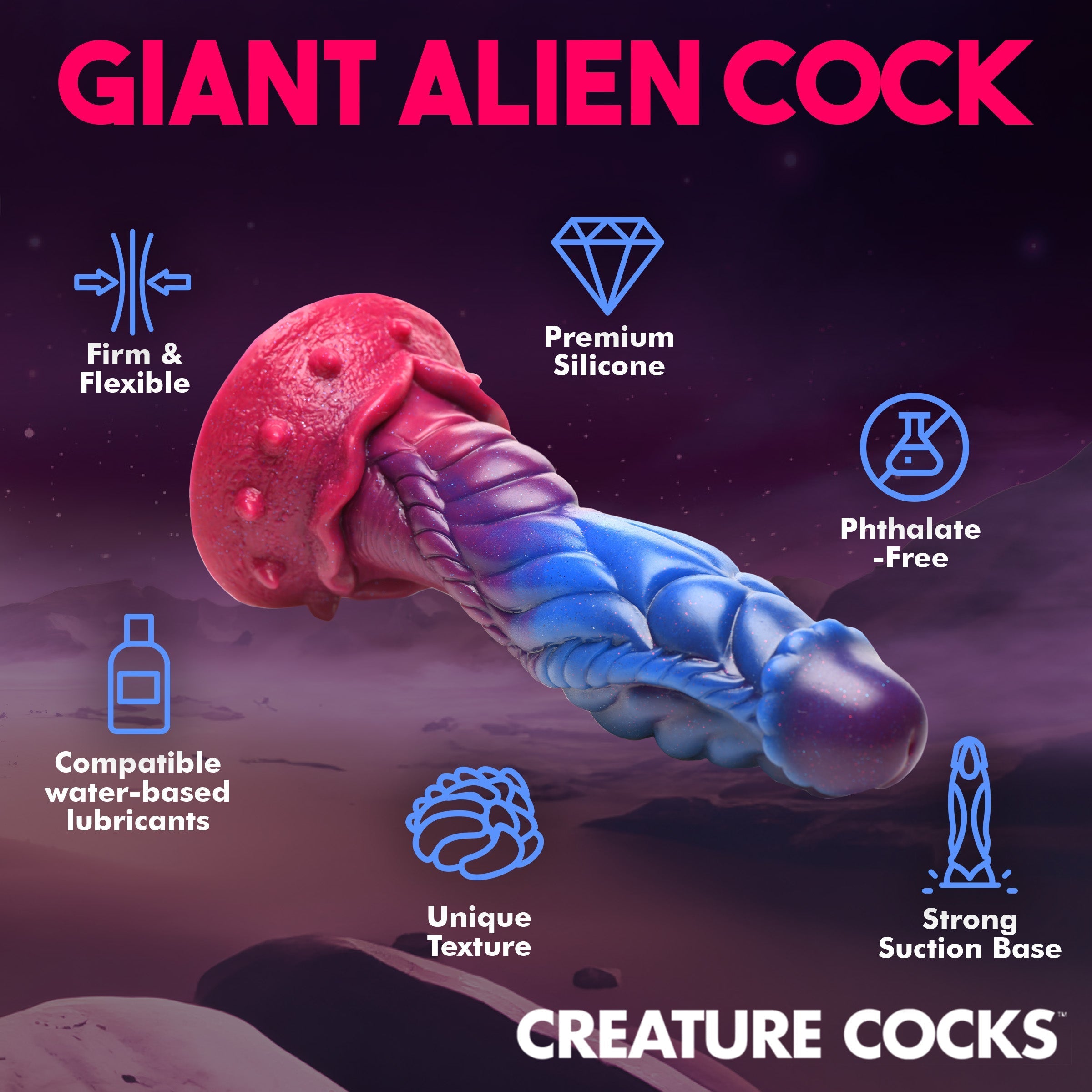 Silicone dildo with a unique alien design for fantasy play