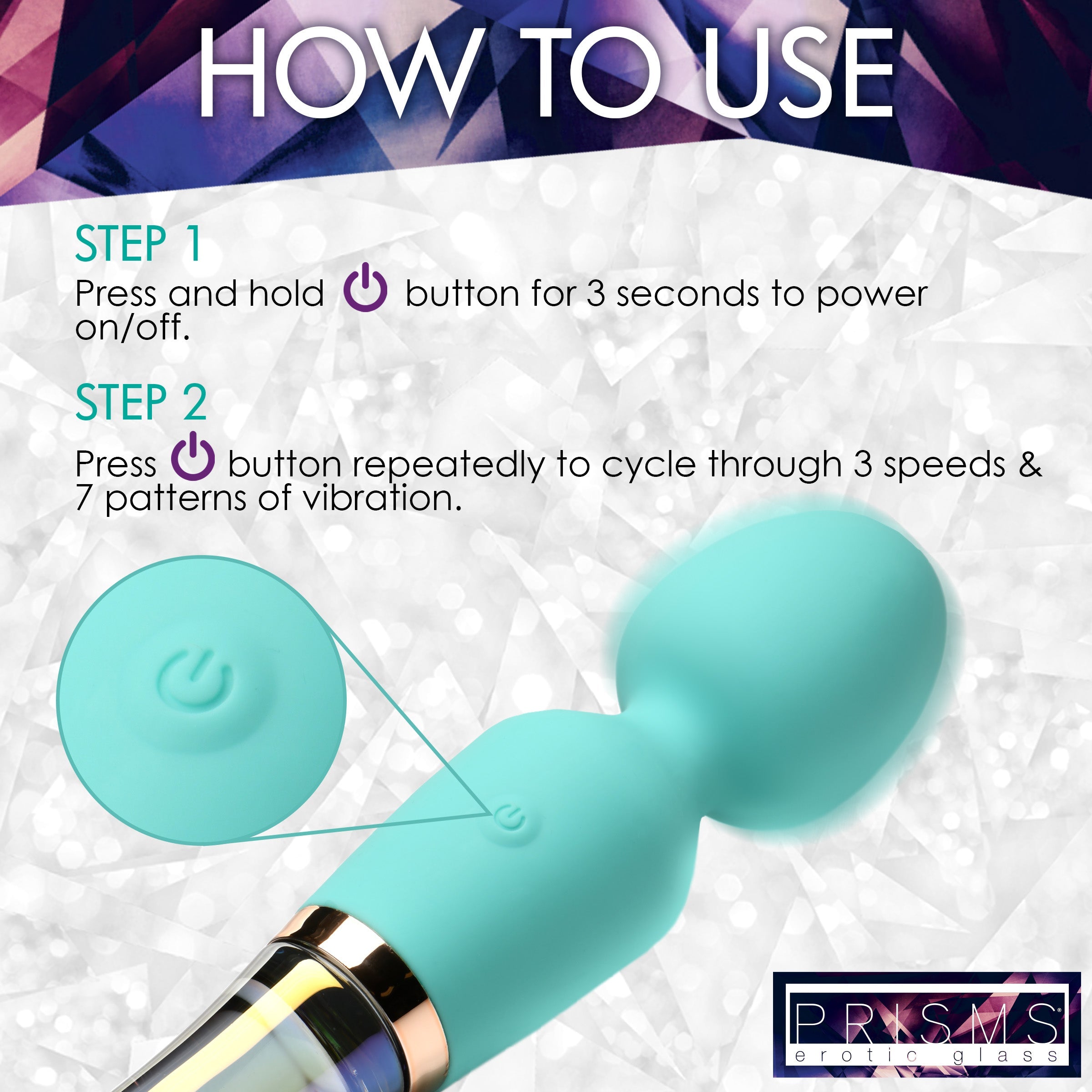 Instruction guide for using the 10x Turquoise Silicone and Glass Wand