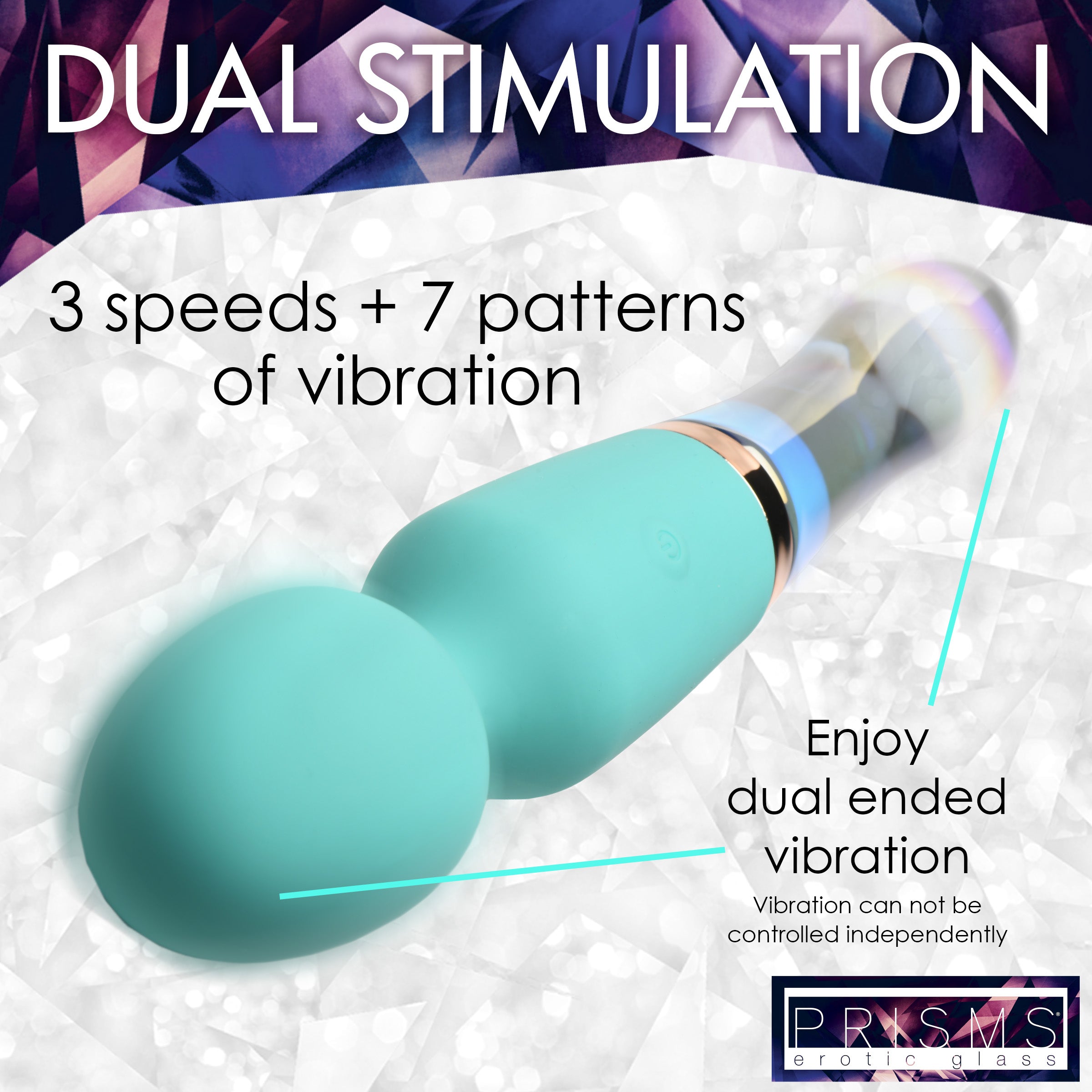 Feature highlight of the 10x Turquoise Wand emphasizing dual stimulation