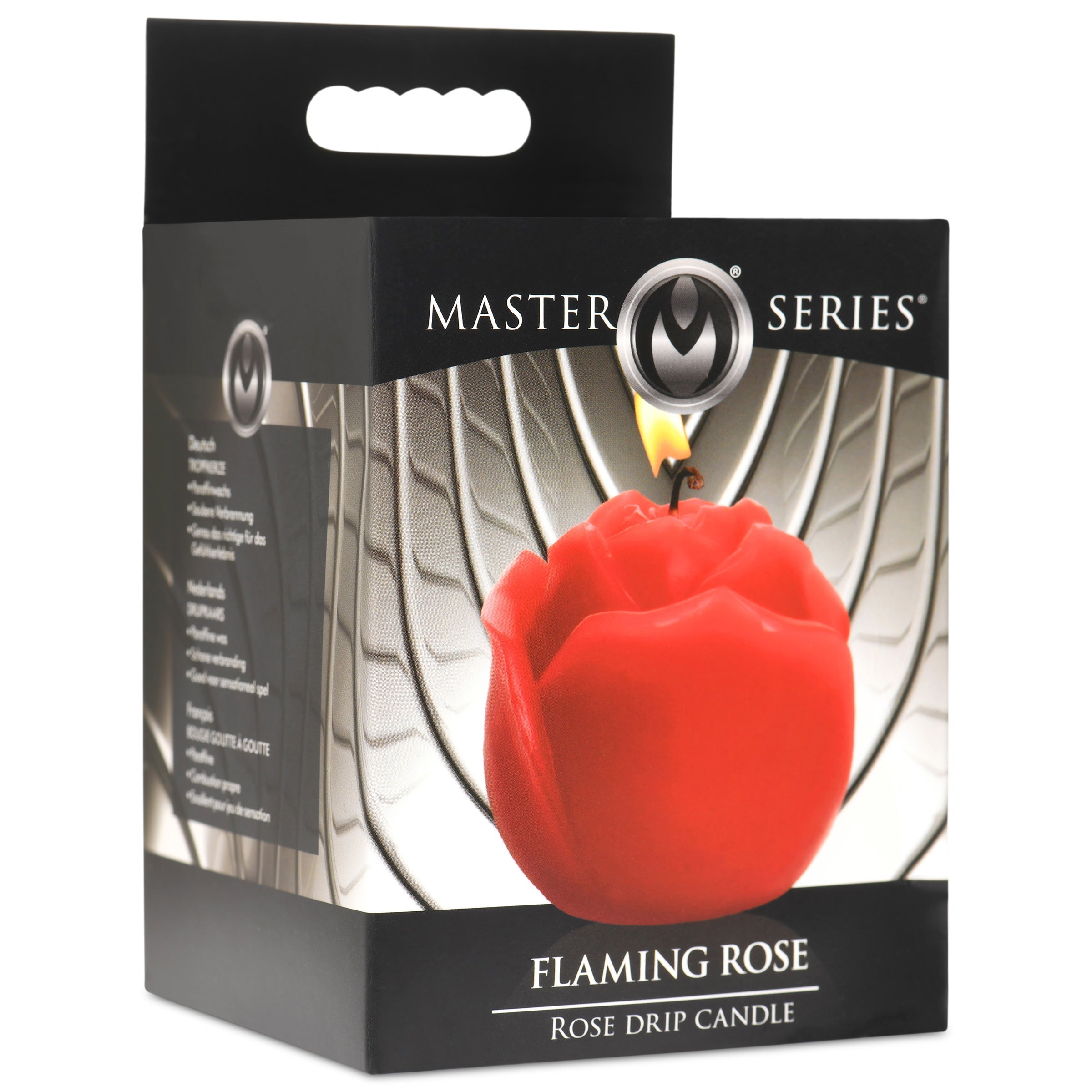 Master Series Flaming Rose Drip Candle product label