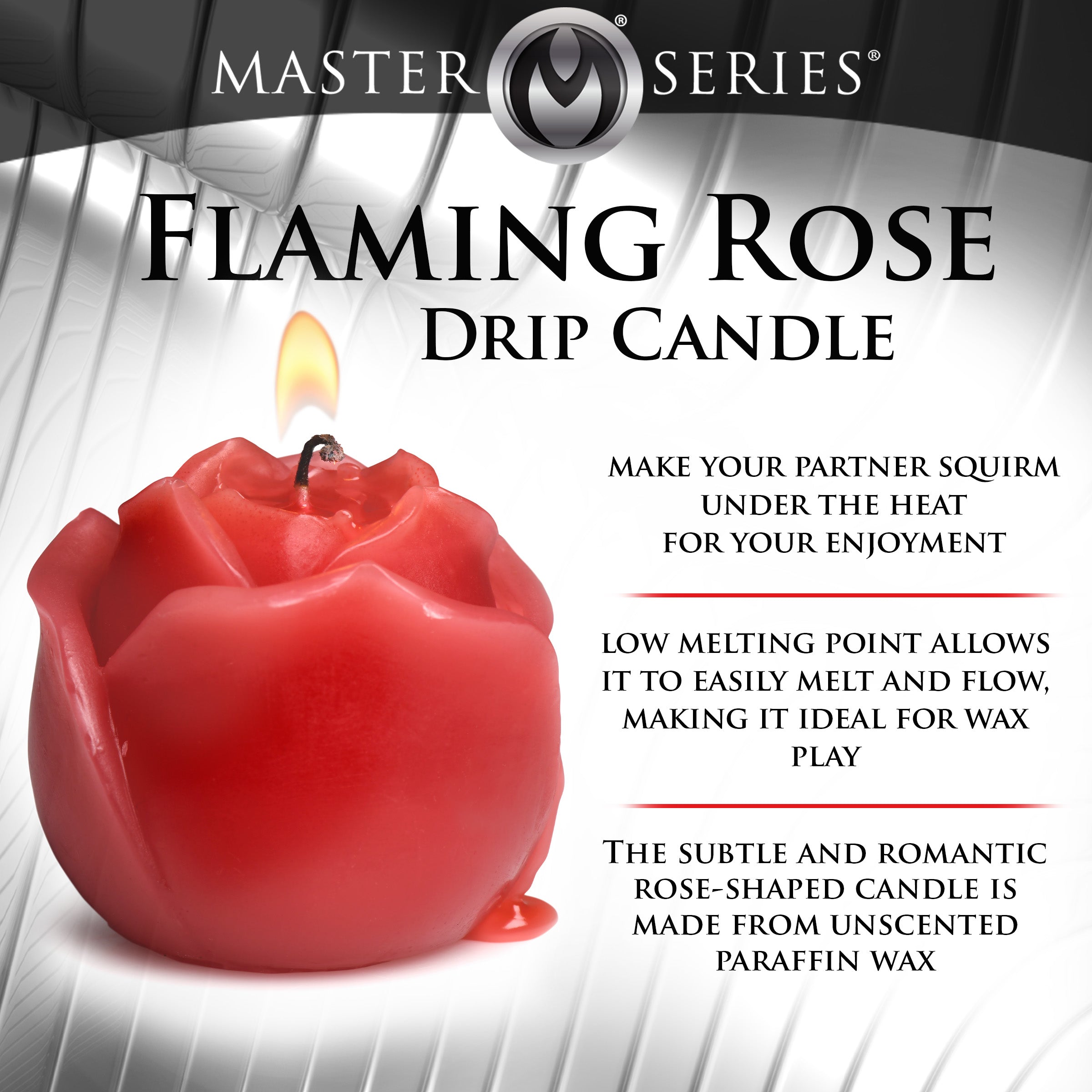 Close-up of the Master Series Flaming Rose Drip Candle