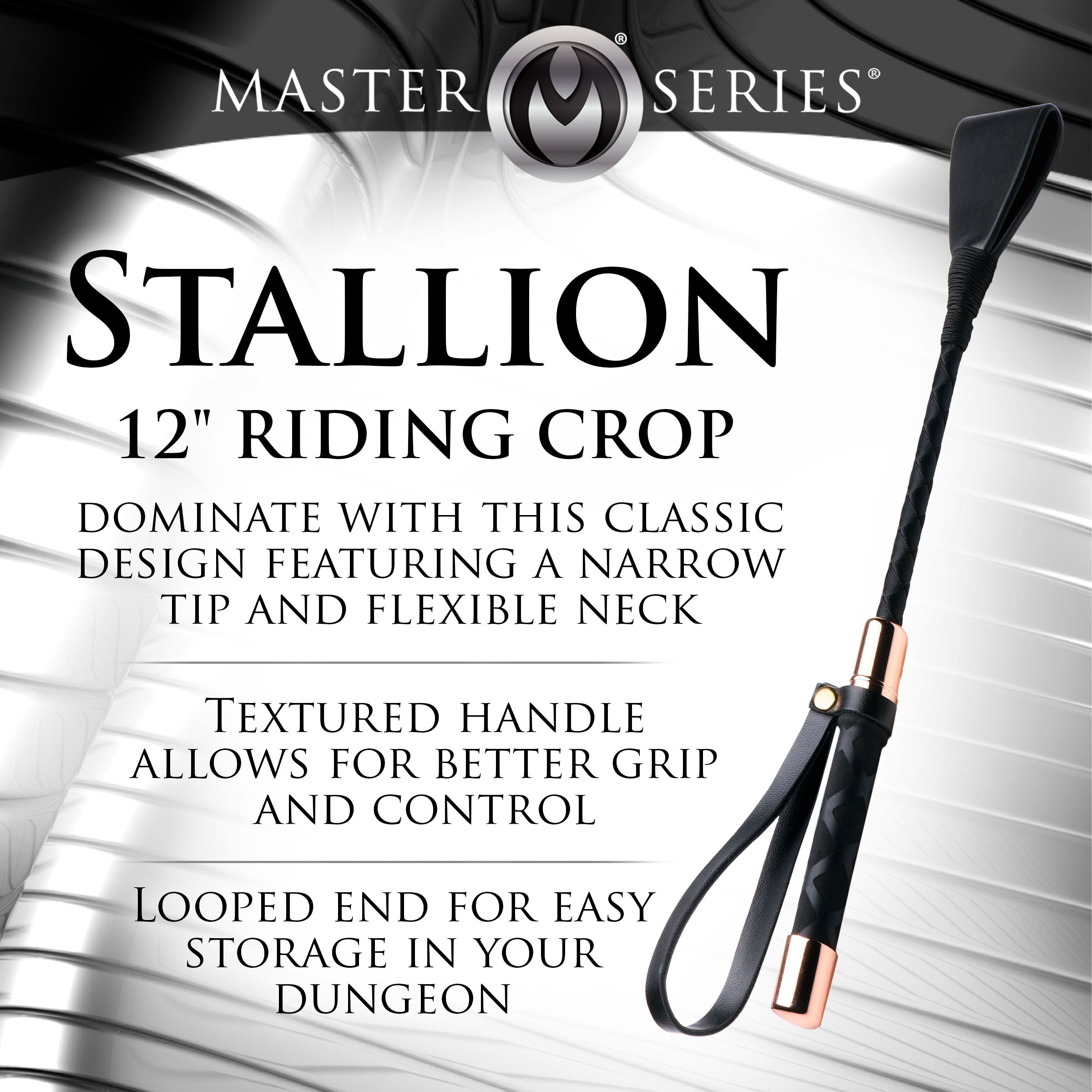 The Master Series Stallion 12-inch Riding Crop for equestrian enthusiasts