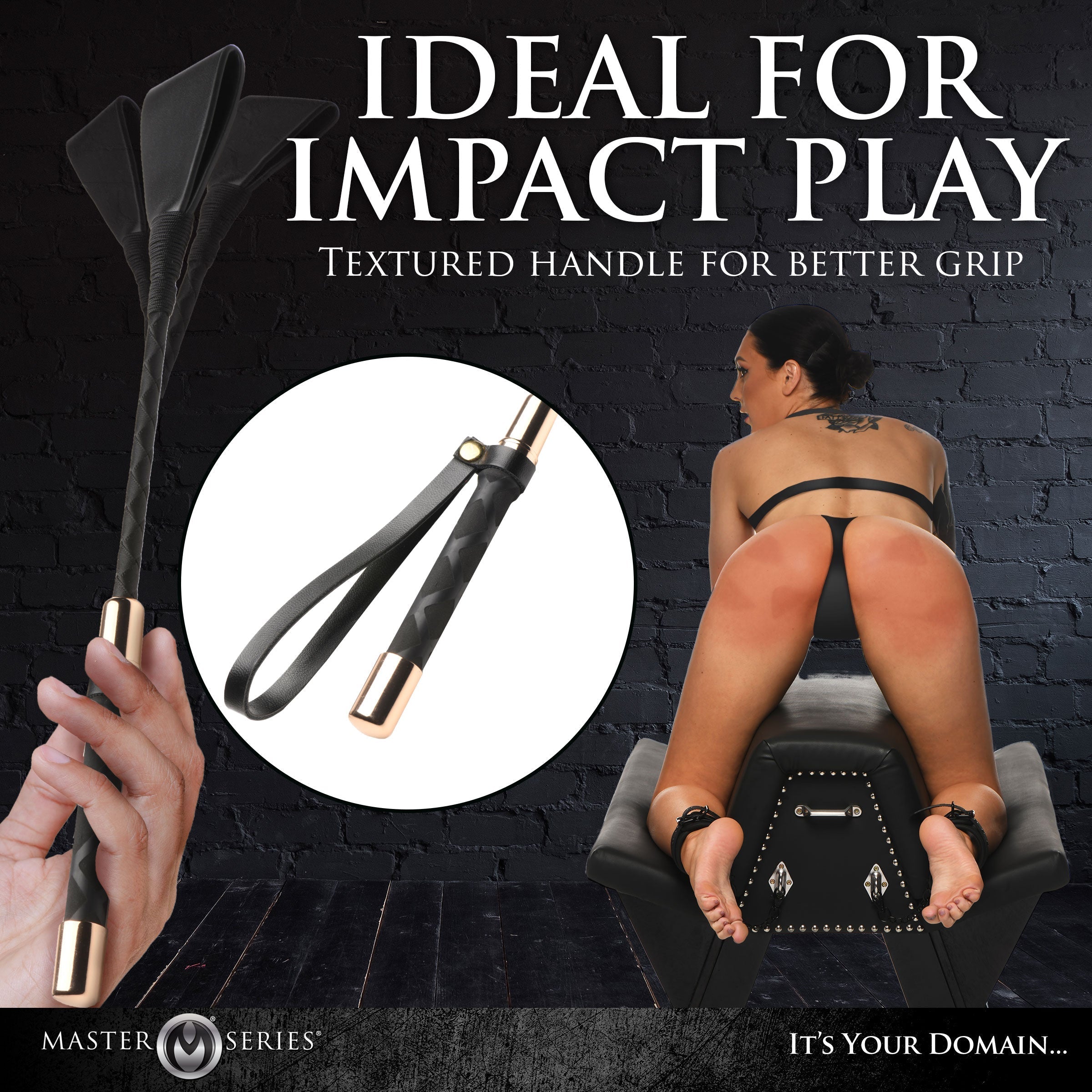 The Stallion Riding Crop with a textured handle for a secure grip during use