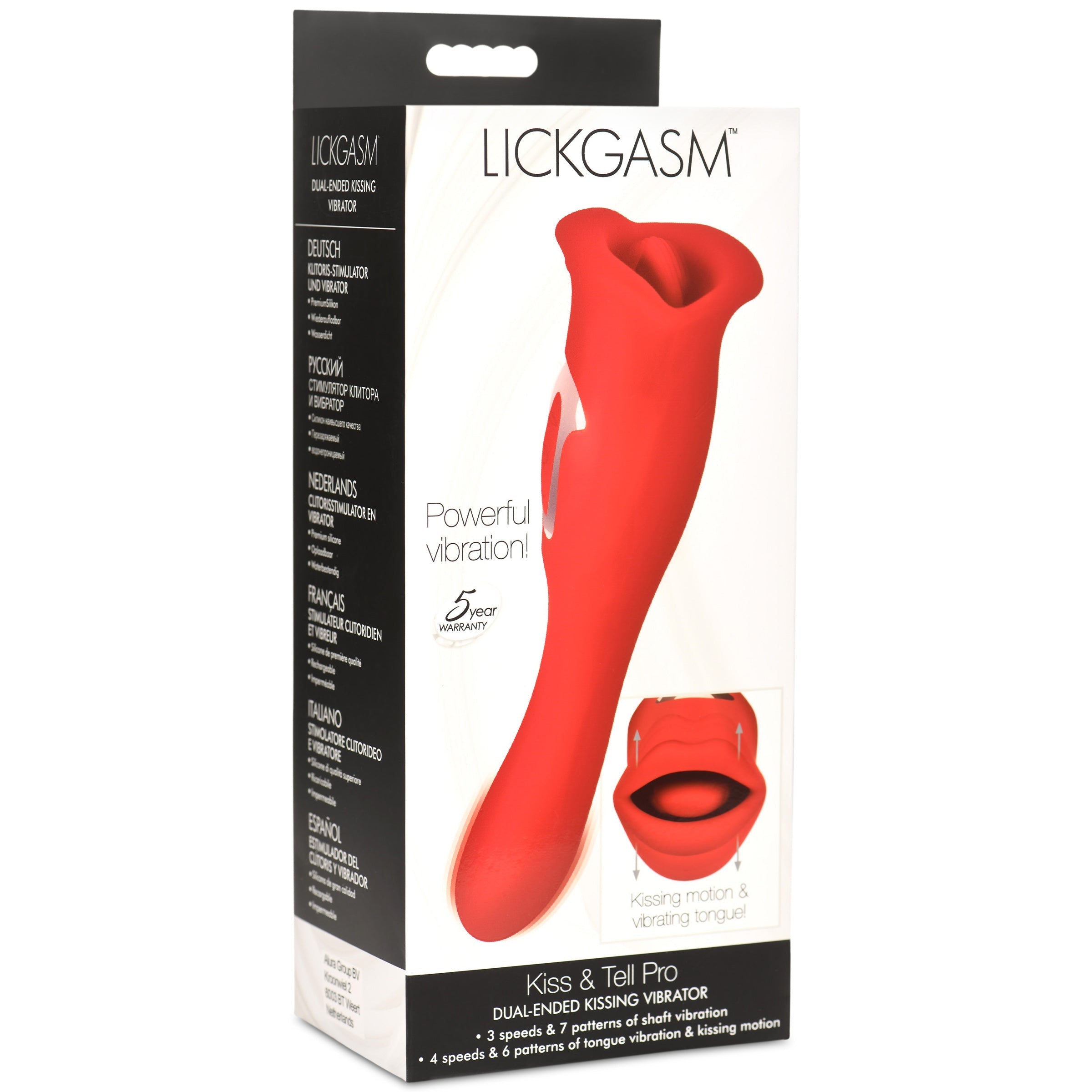 Red Kiss And Tell Pro Vibrator with unique licking feature