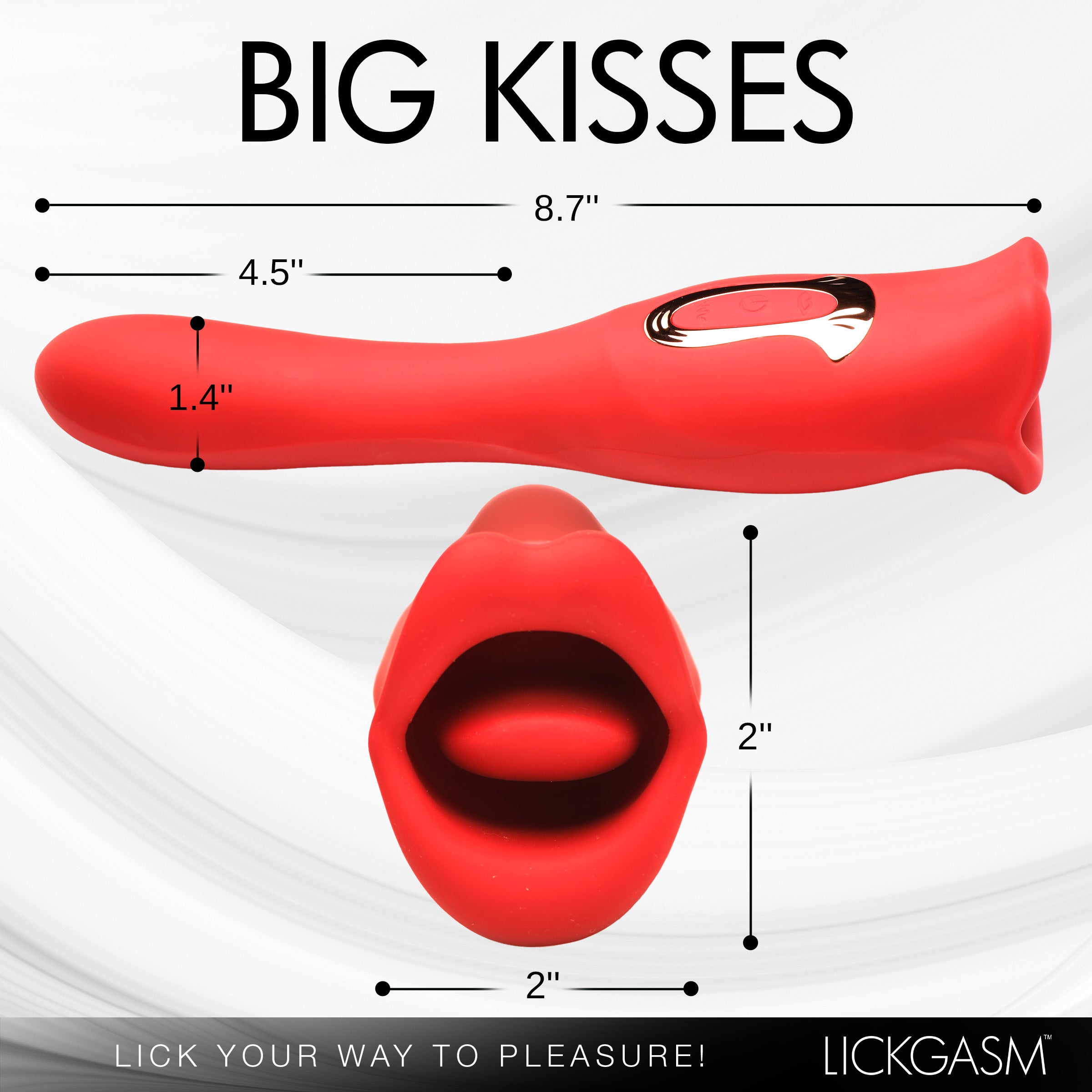 Kiss And Tell Pro Vibrator displayed with size dimensions