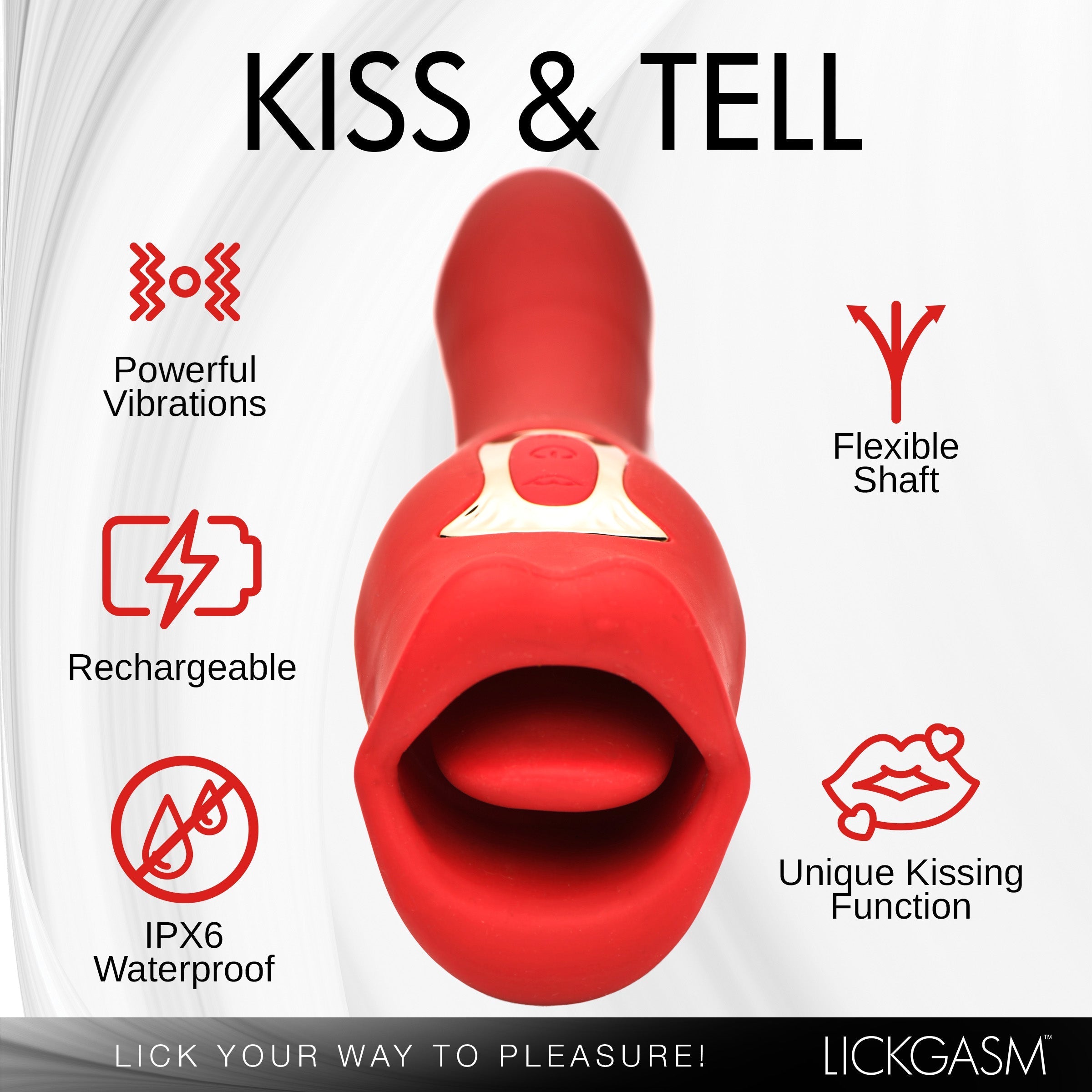 Close-up of the Kiss And Tell Pro Dual-ended Vibrator in red