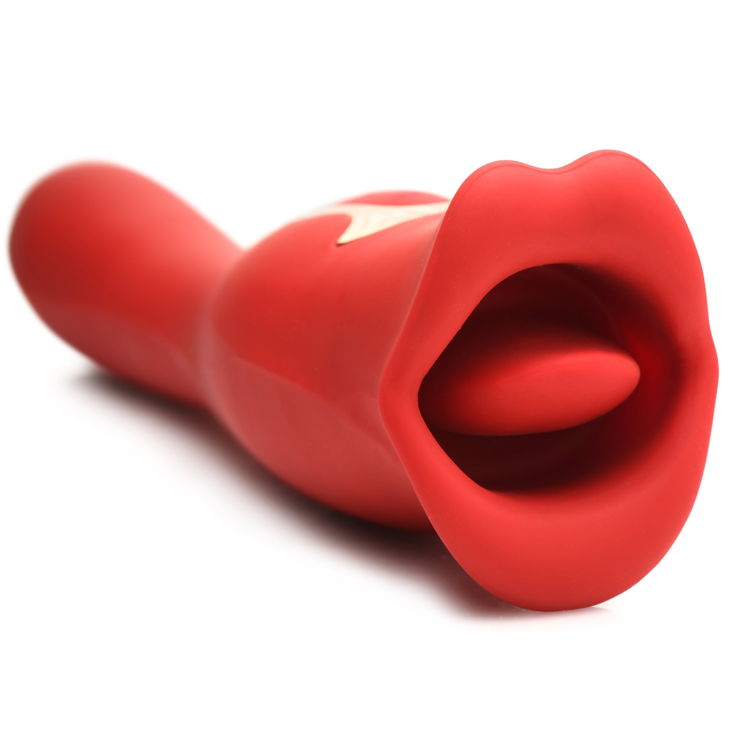 Kiss And Tell Pro Vibrator featuring a red silicone mouth design