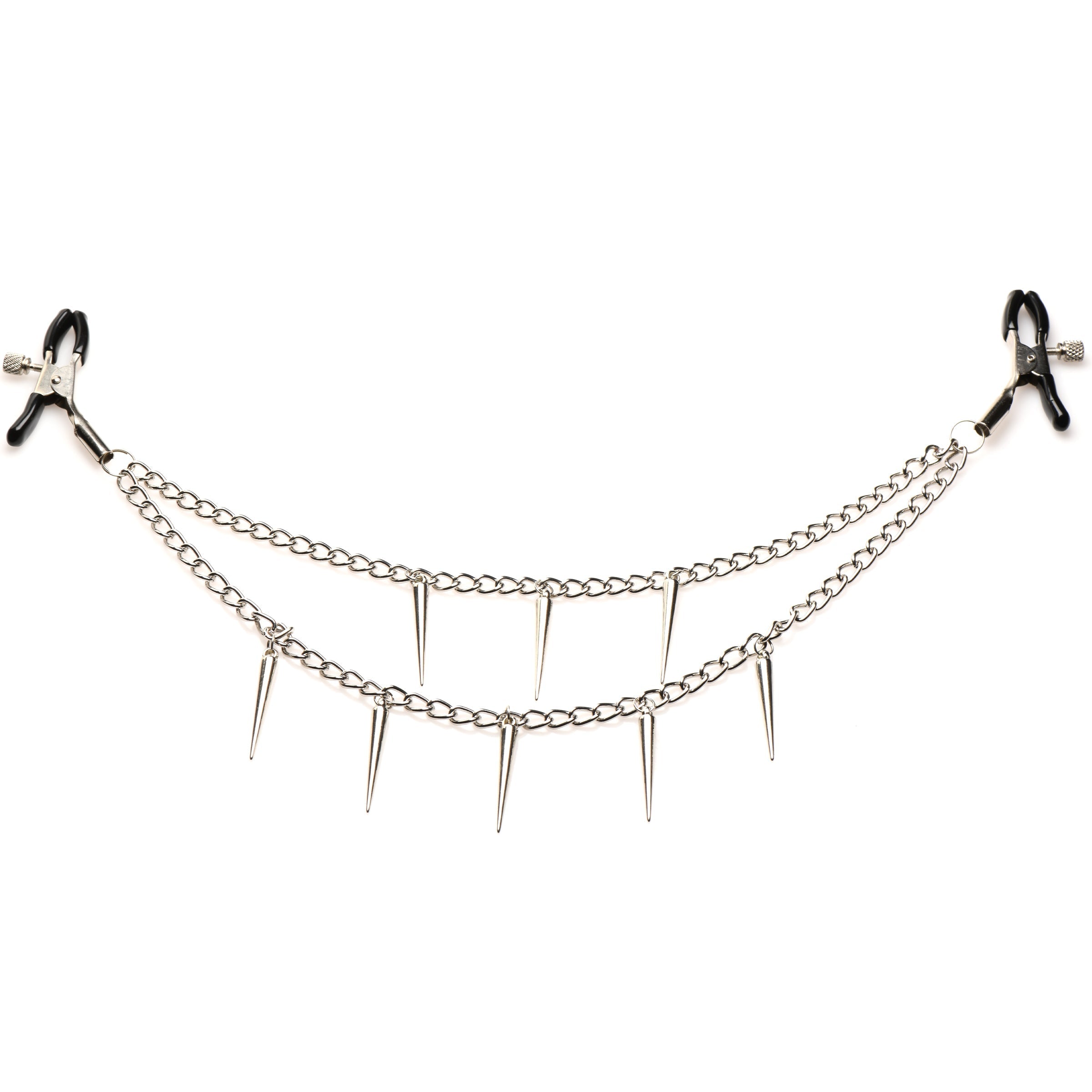 Detail of the spiked chain feature on the Daggers Double Chain Nipple Clamps