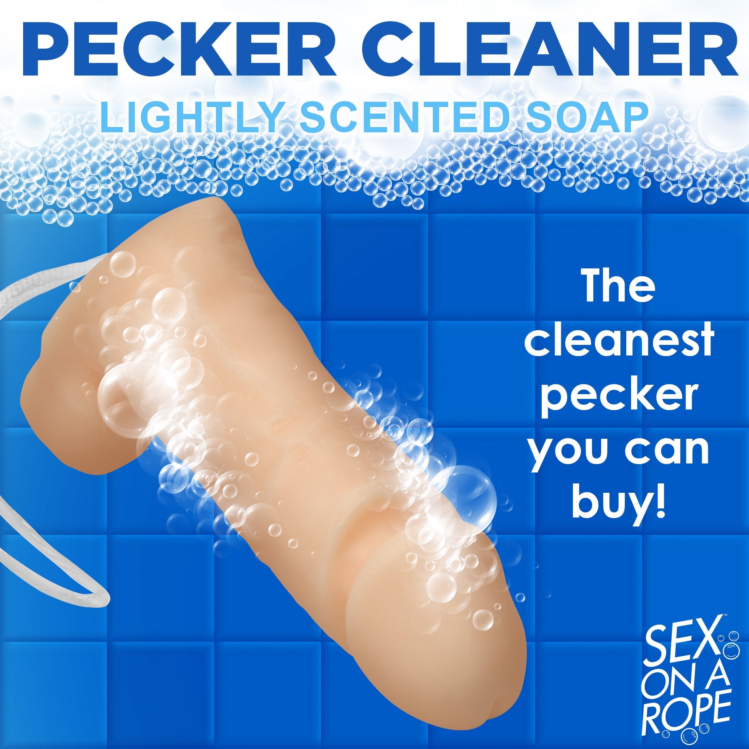 Pecker Cleaner Soap on a Rope designed for men's hygiene