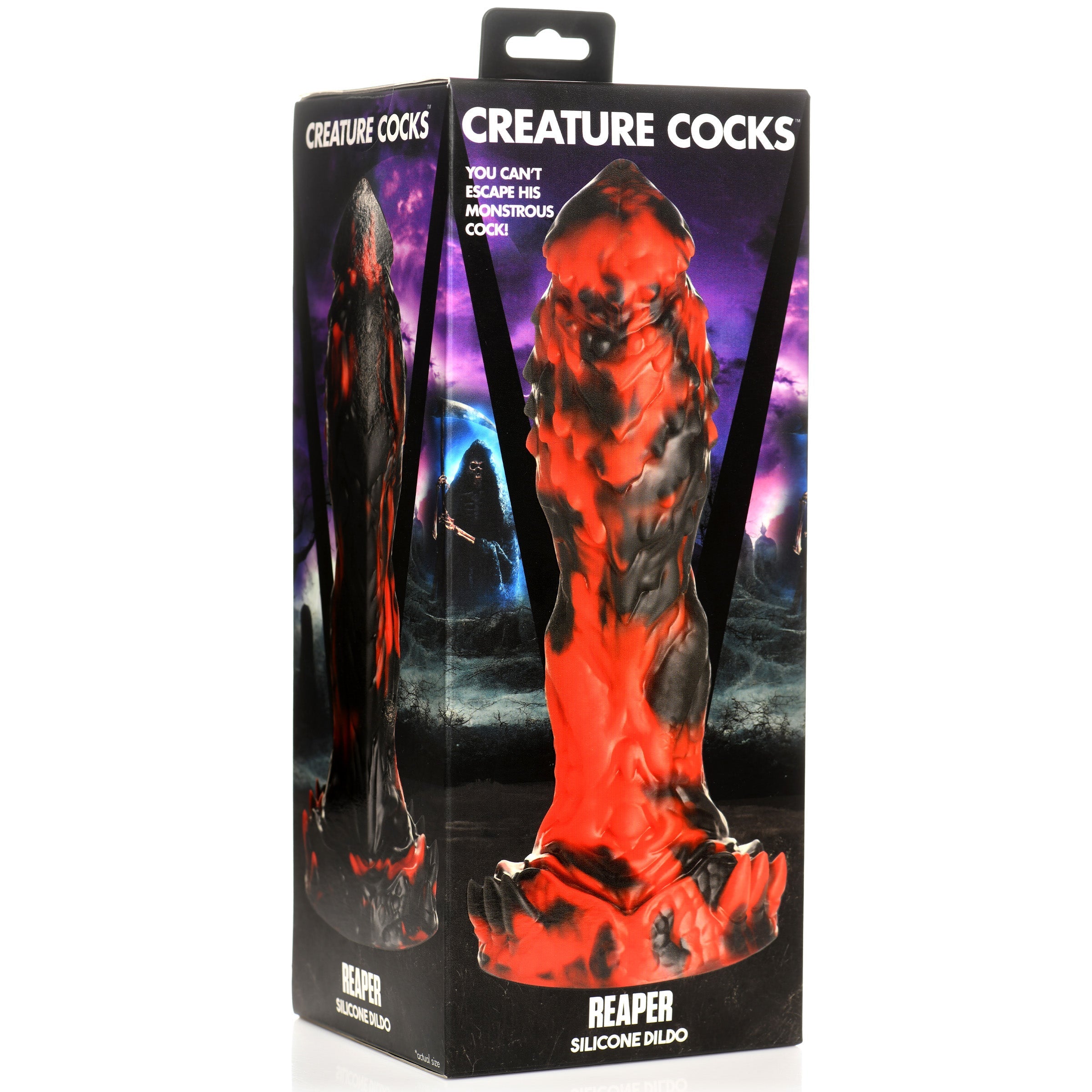 Reaper Silicone Dildo in its original packaging