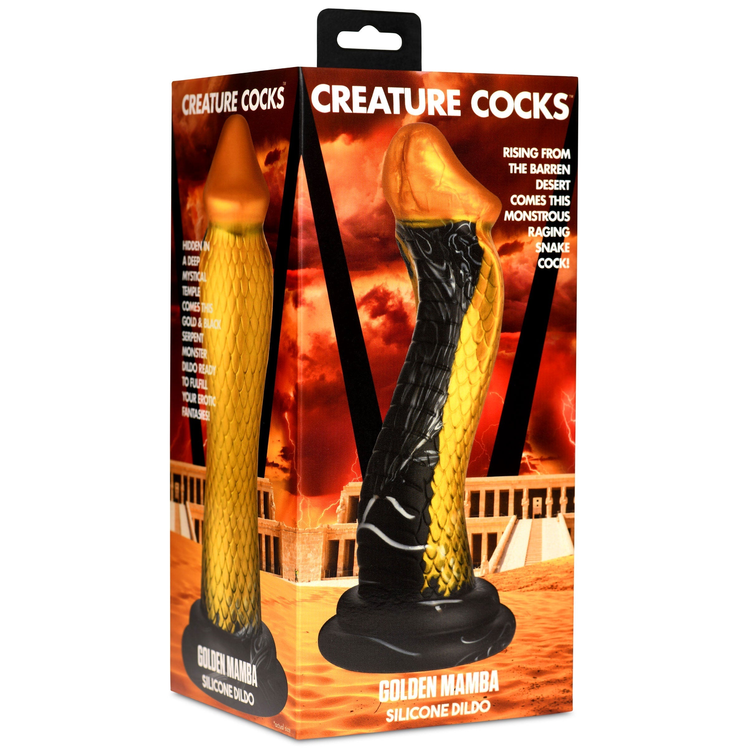 Golden Mamba Silicone Dildo in original packaging