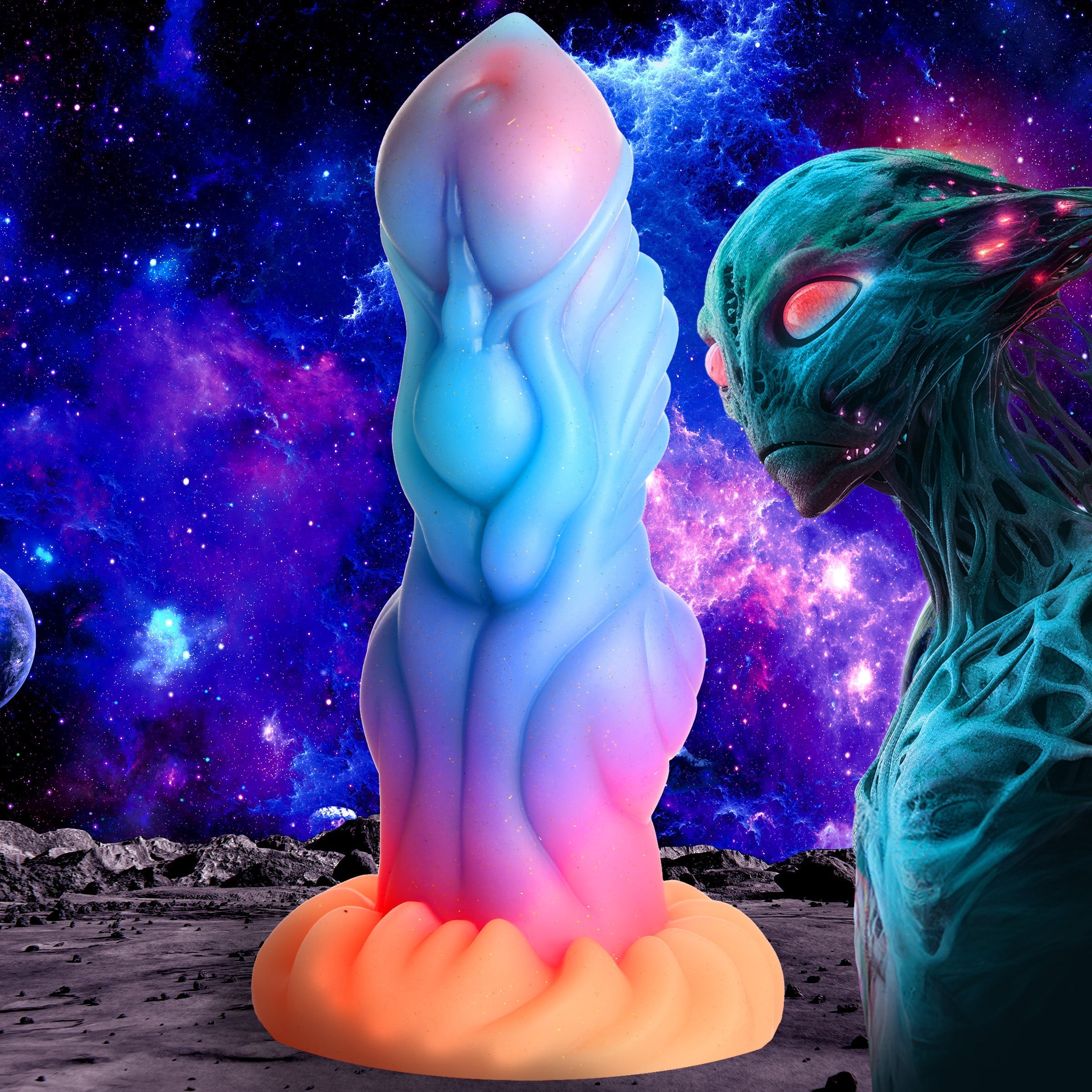 Concept art of the Alien Invader dildo with an alien figure for thematic representation