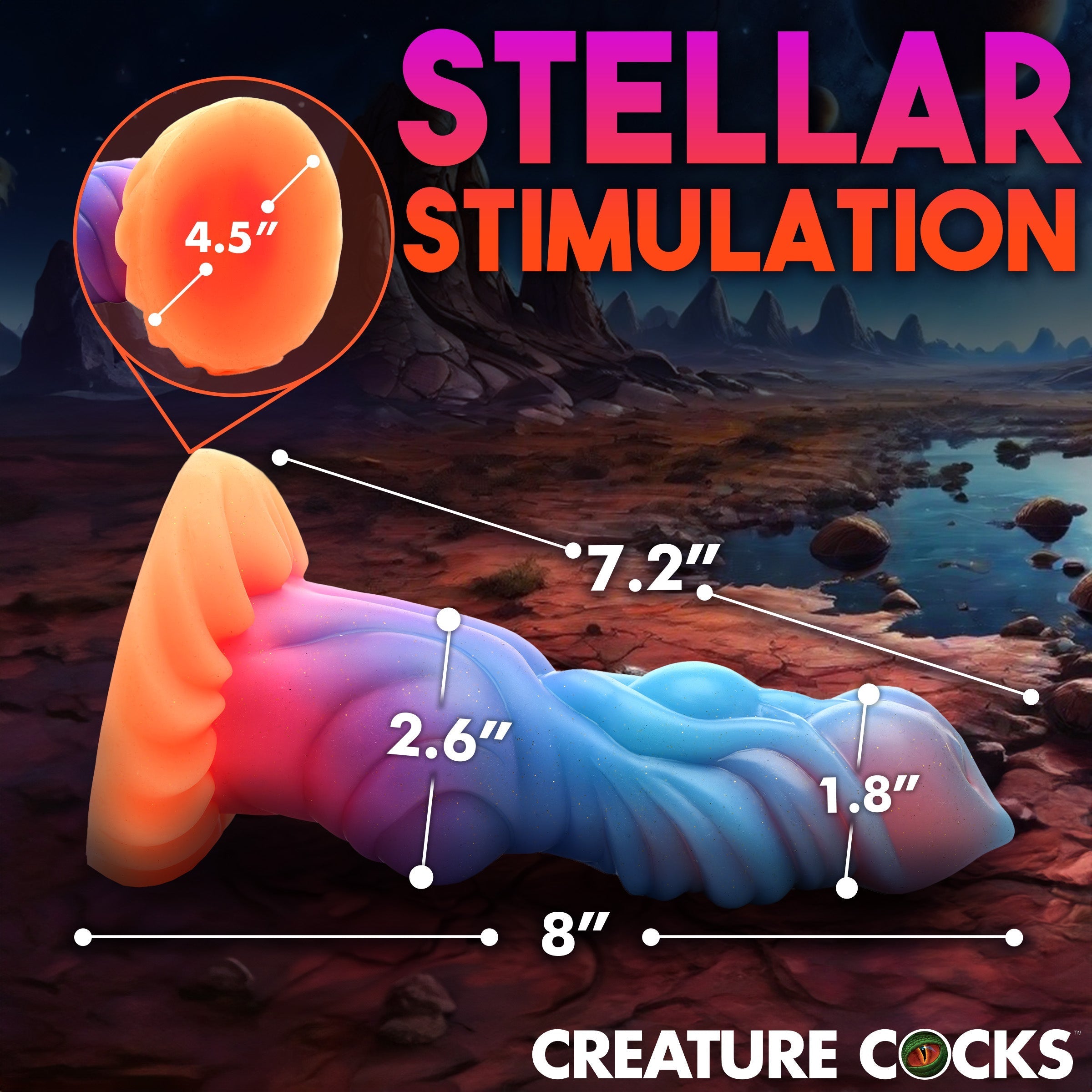 Size comparison of the Alien Invader silicone dildo with a common object for scale