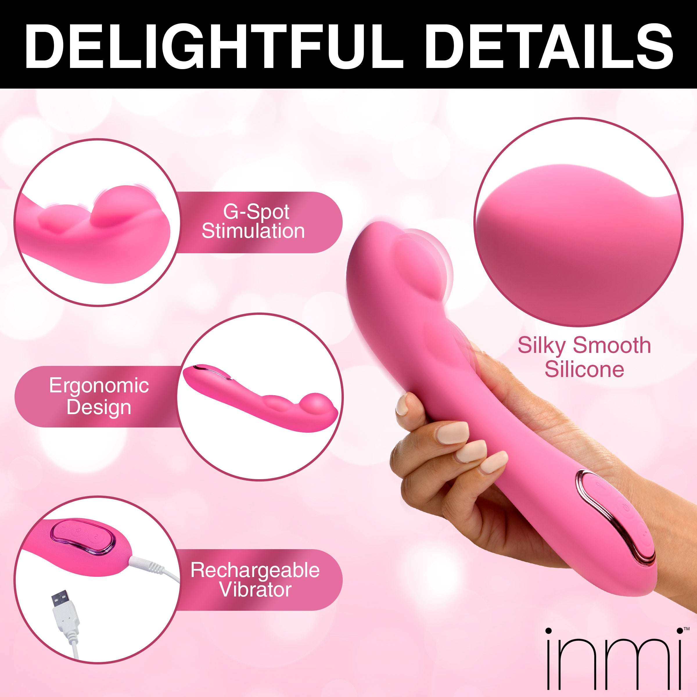 Detail view of the Extreme-g Inflating G-spot Vibrator with descriptive text