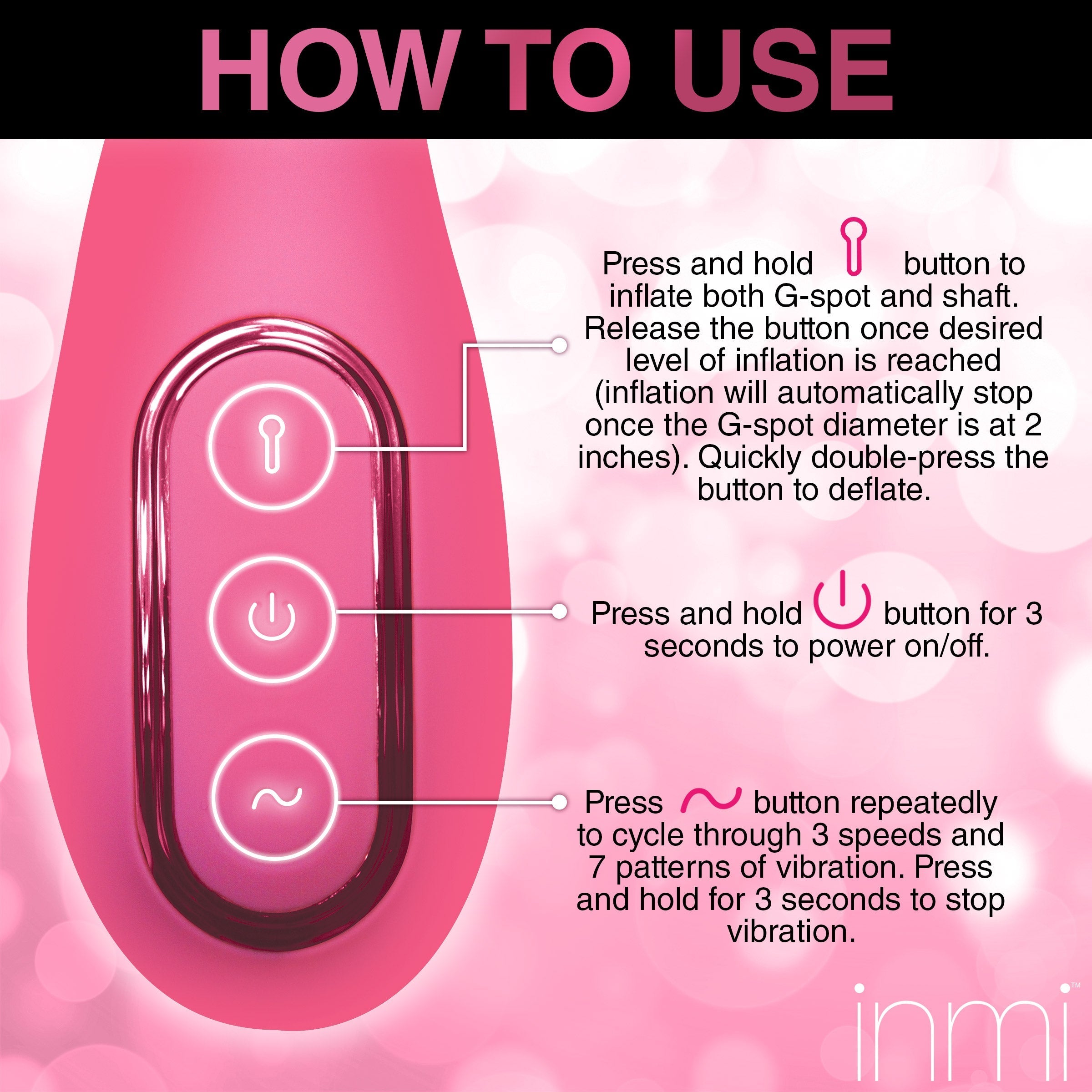 Instructional image of how to use the Extreme-g Inflating G-spot Vibrator