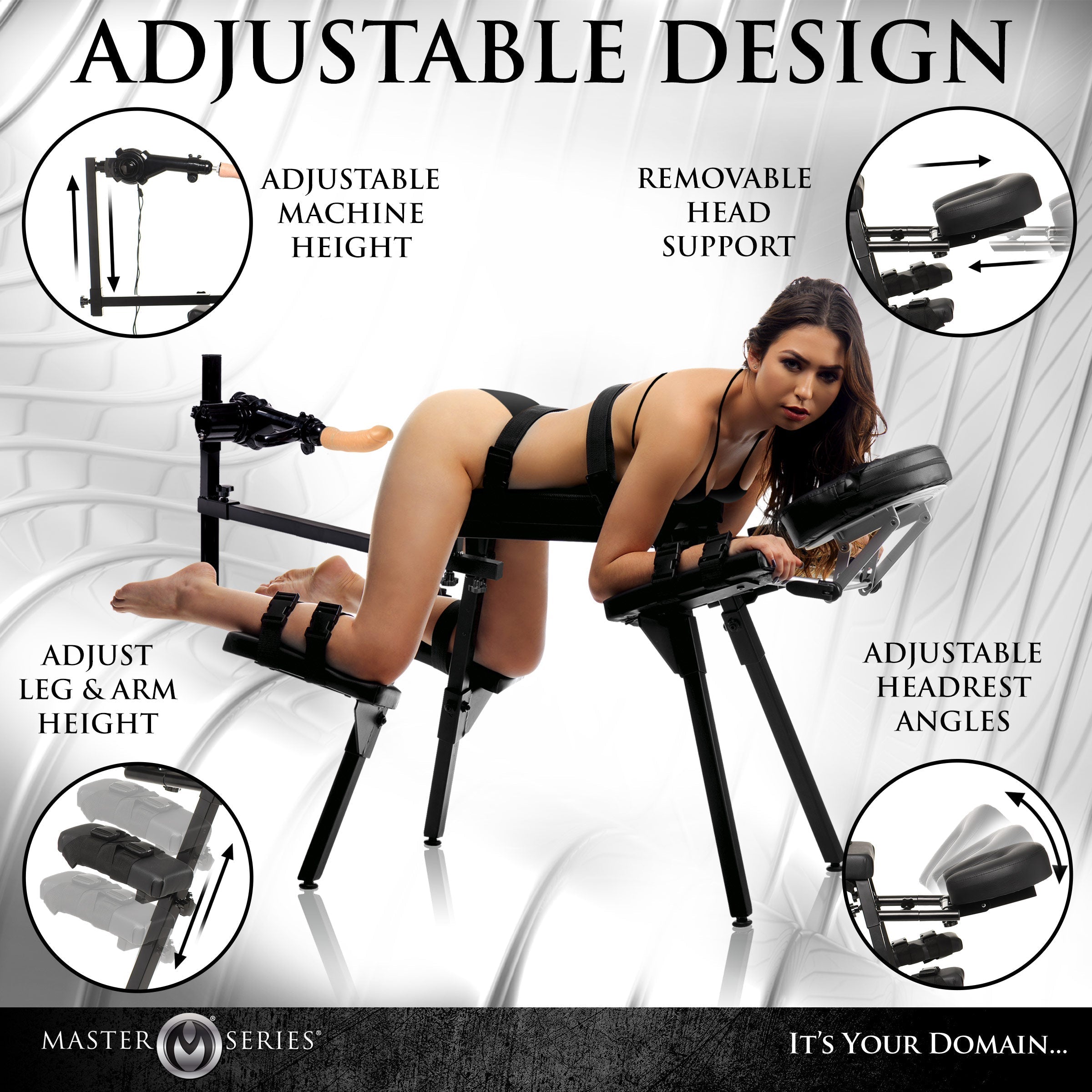 Image focusing on the versatile adjustment options of the Obedience Chair for user comfort