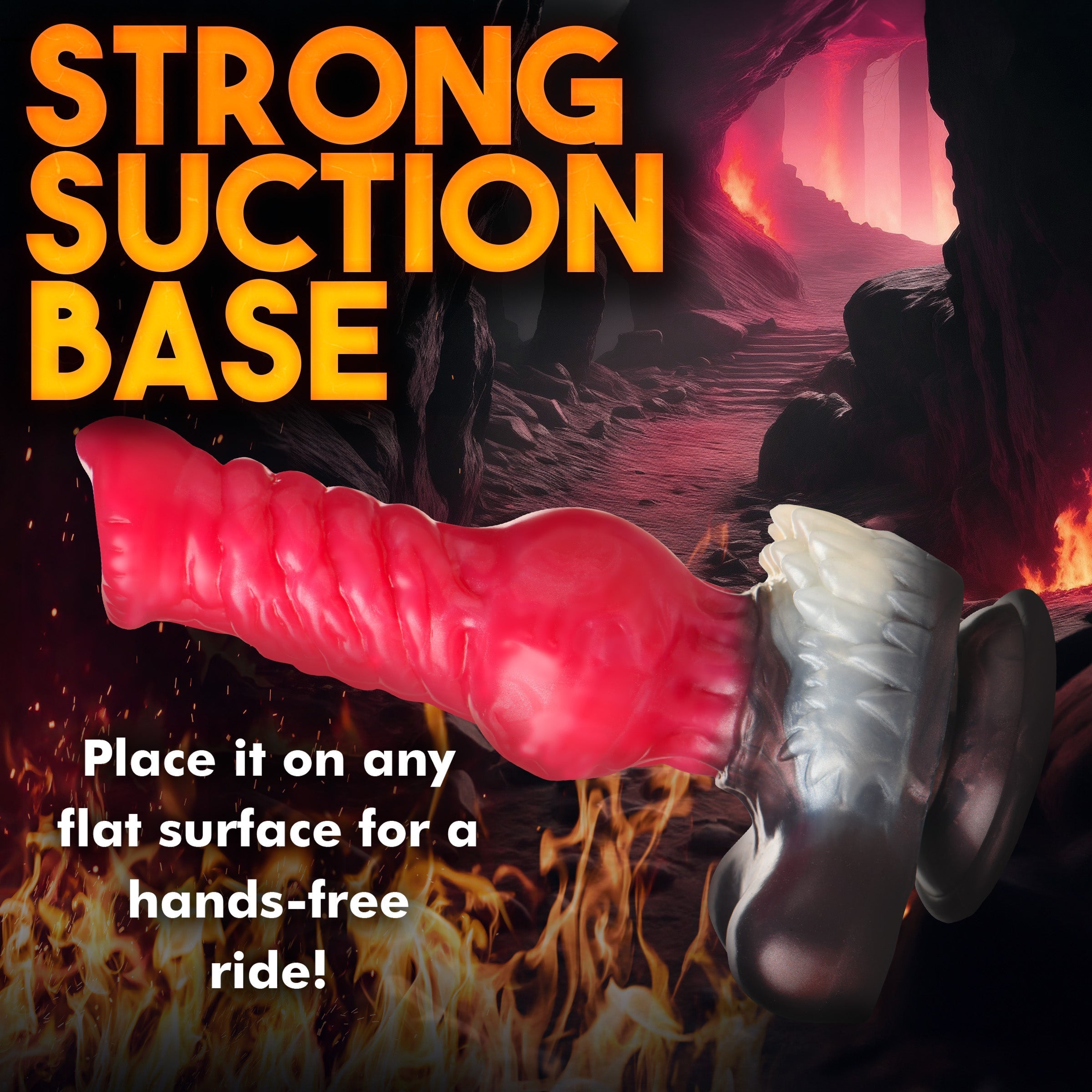 Silicone dildo with a strong suction base for secure placement