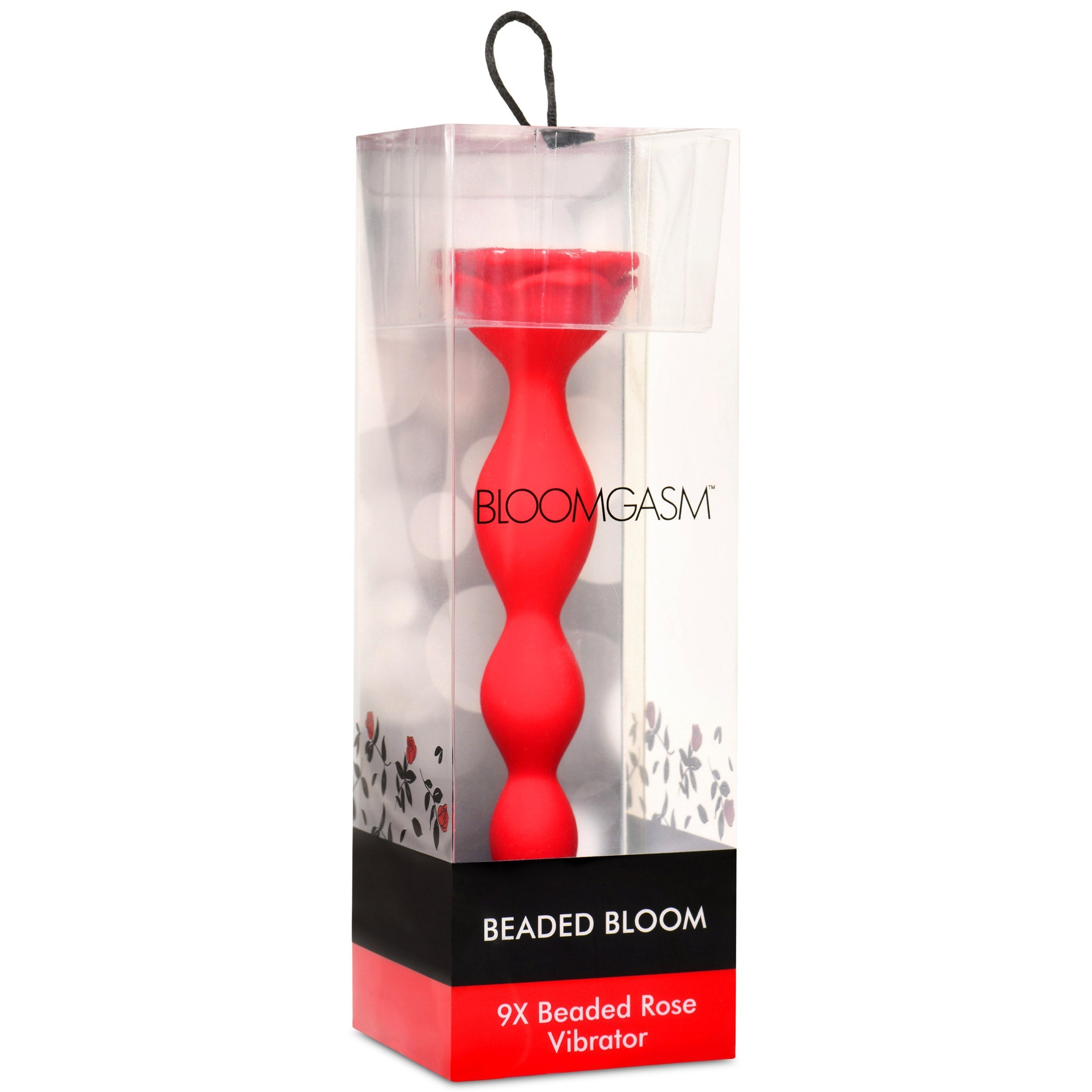 Packaging of the 9x Beaded Bloom Silicone Rose Vibrator