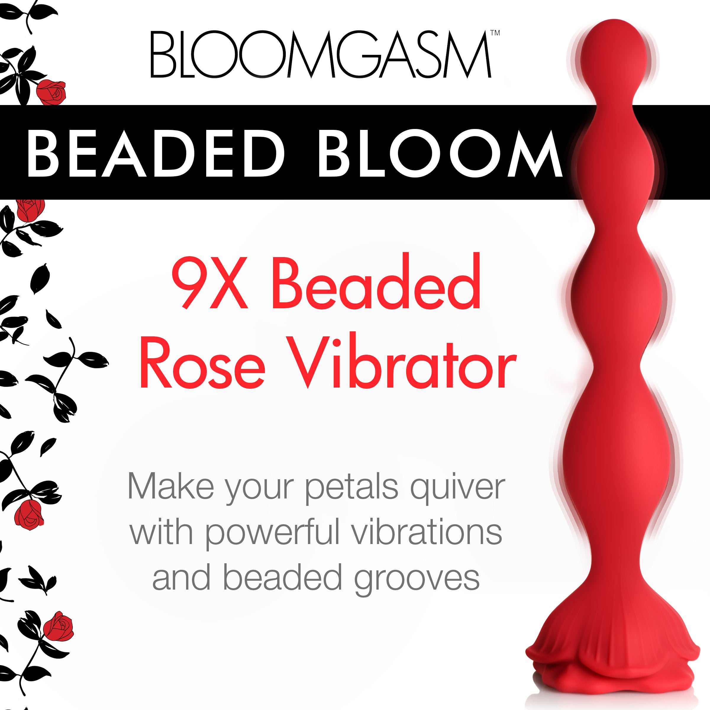 Red rose-inspired silicone vibrator with beaded texture on sale