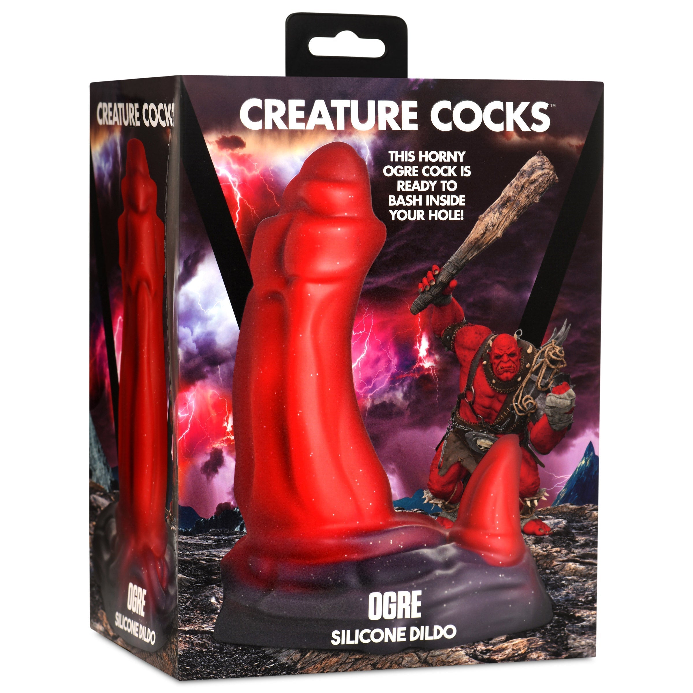 Ogre-inspired silicone dildo in its original packaging