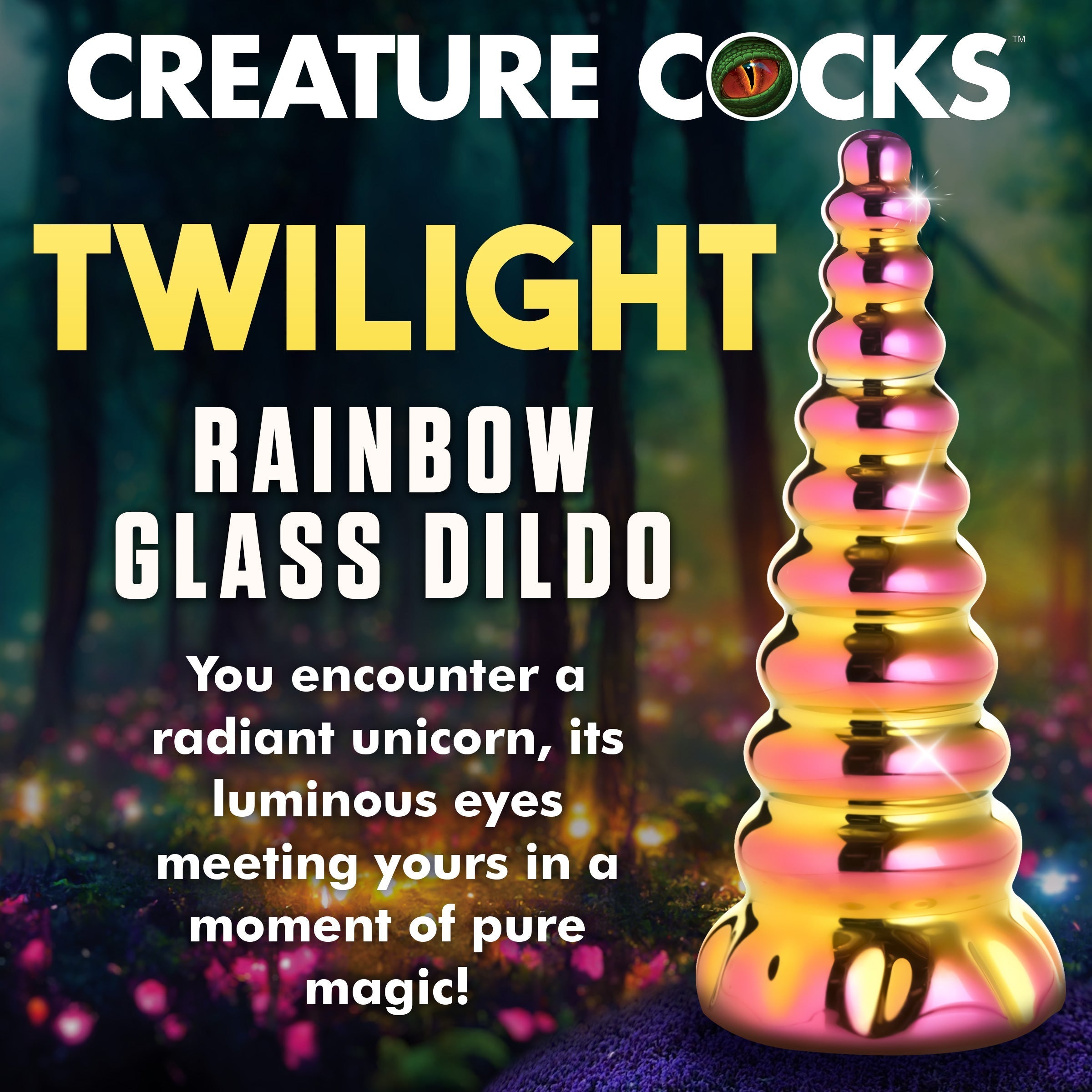 Twilight Rainbow Glass Dildo product image on a plain background