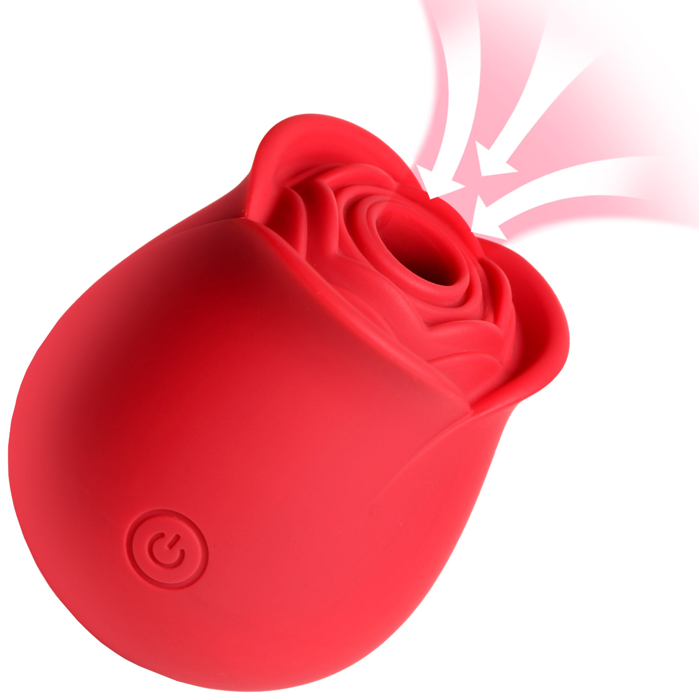 Red rose-shaped adult toy with illuminated pink light feature