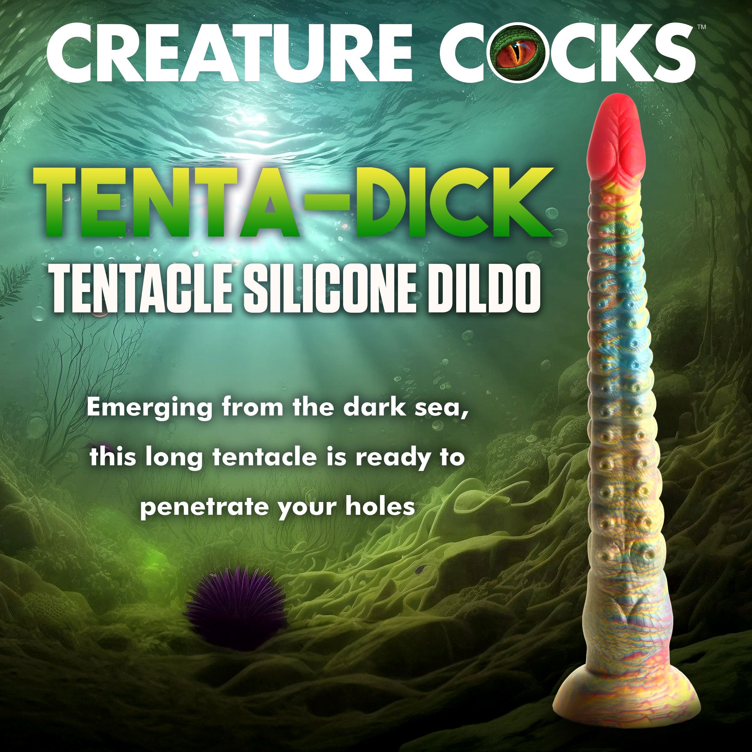 Vibrantly colored silicone tentacle dildo