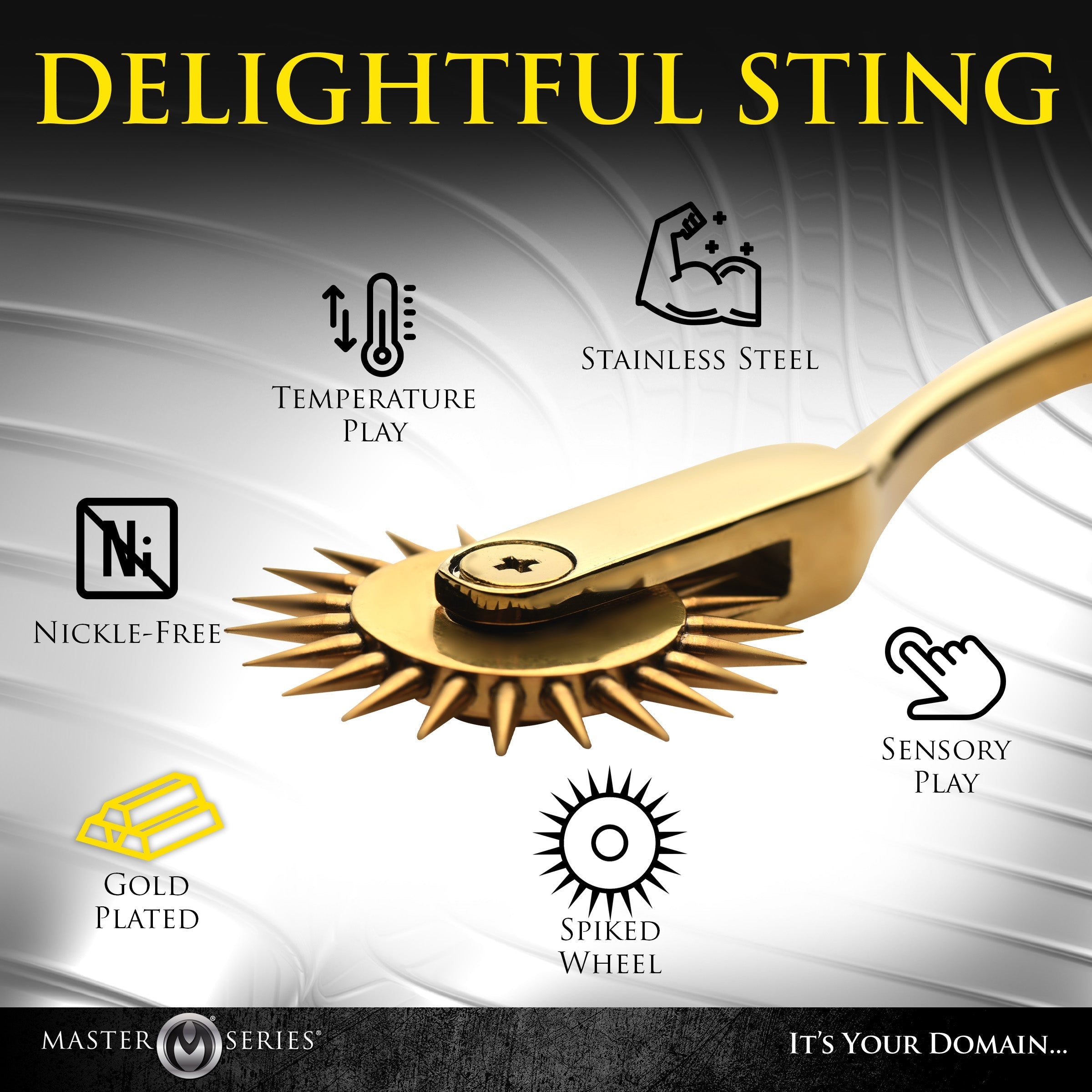 Gold Sensation Wartenberg Wheel with a focus on its metallic spikes