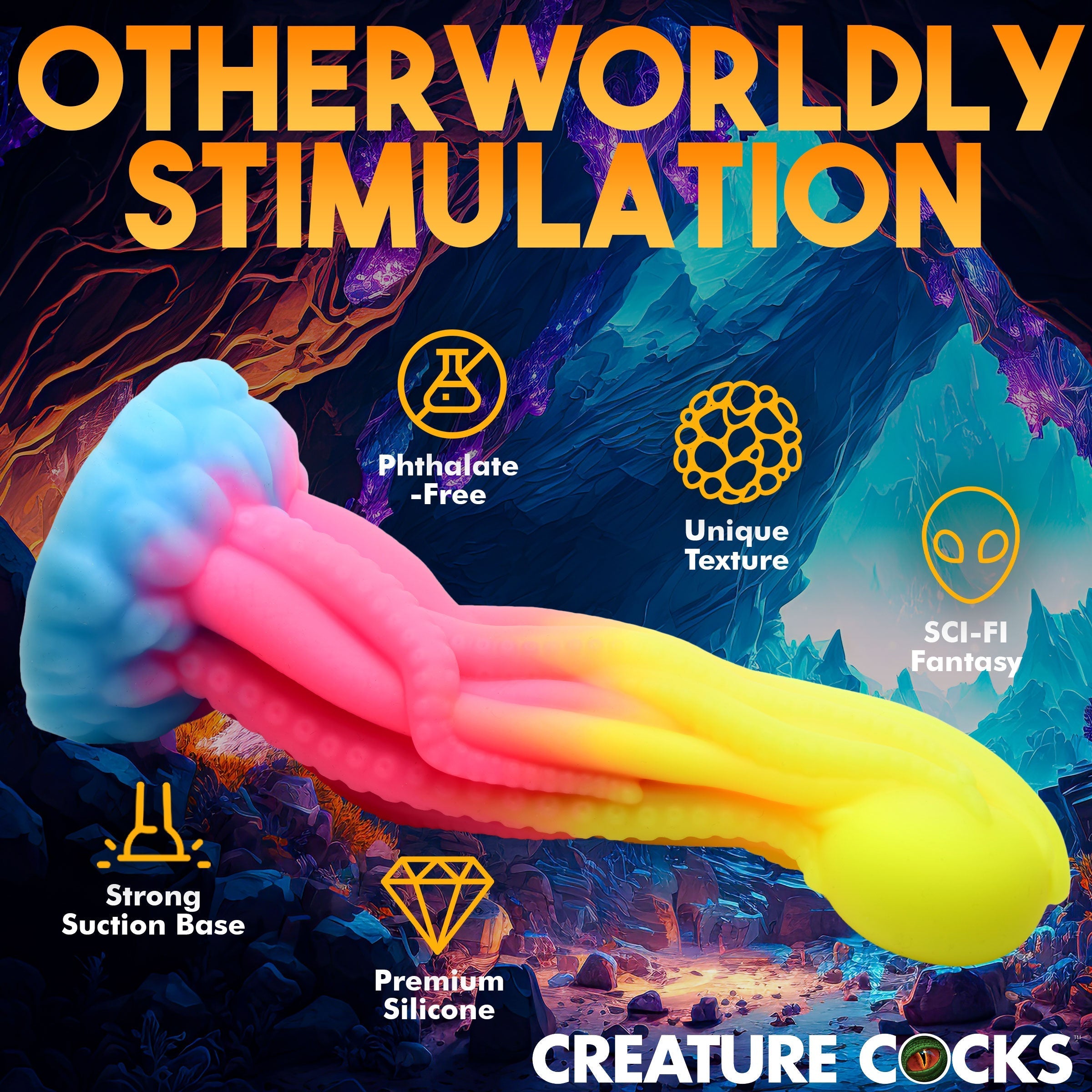 Realistic design features of the Tenta-glow silicone sex toy