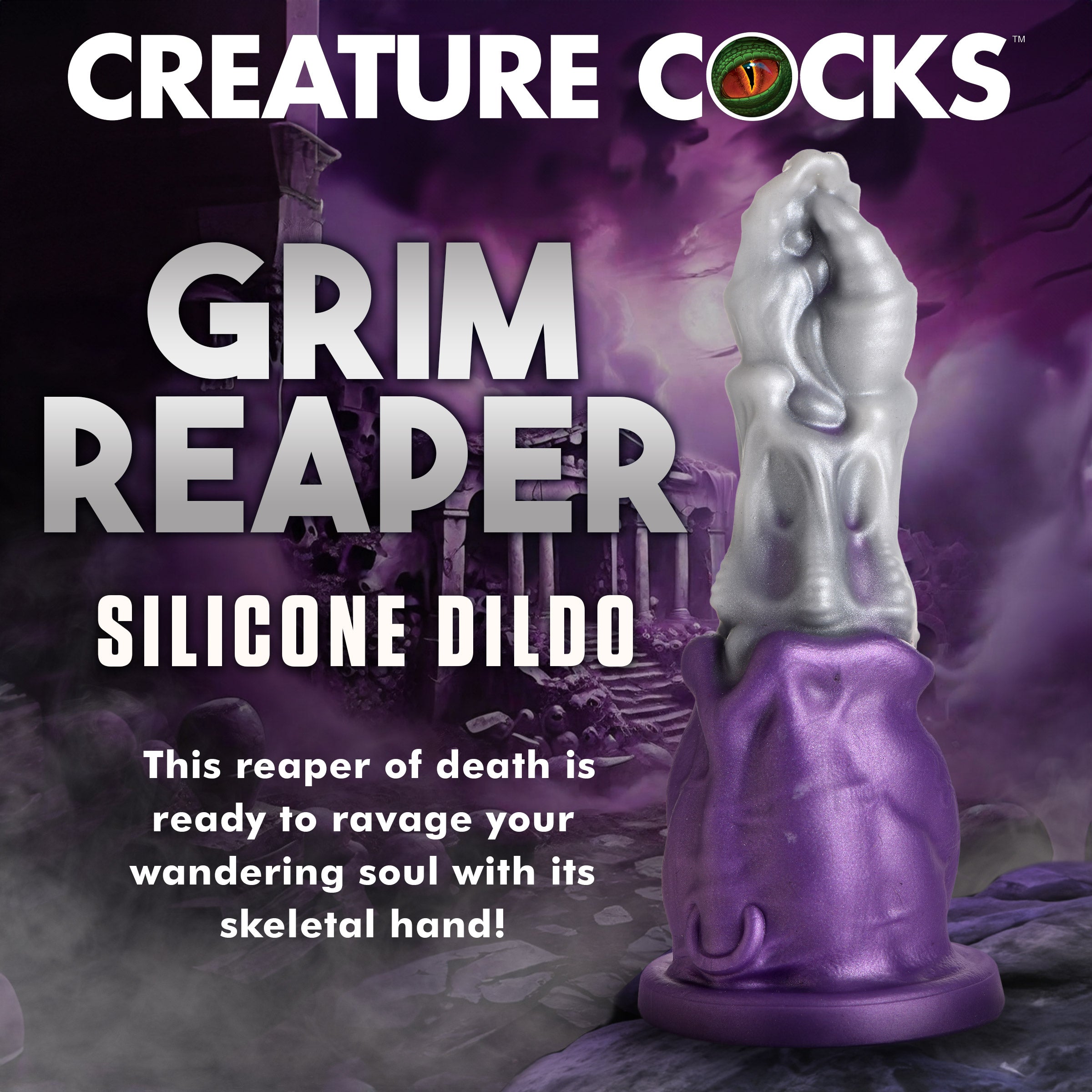 Silicone dildo with Grim Reaper design