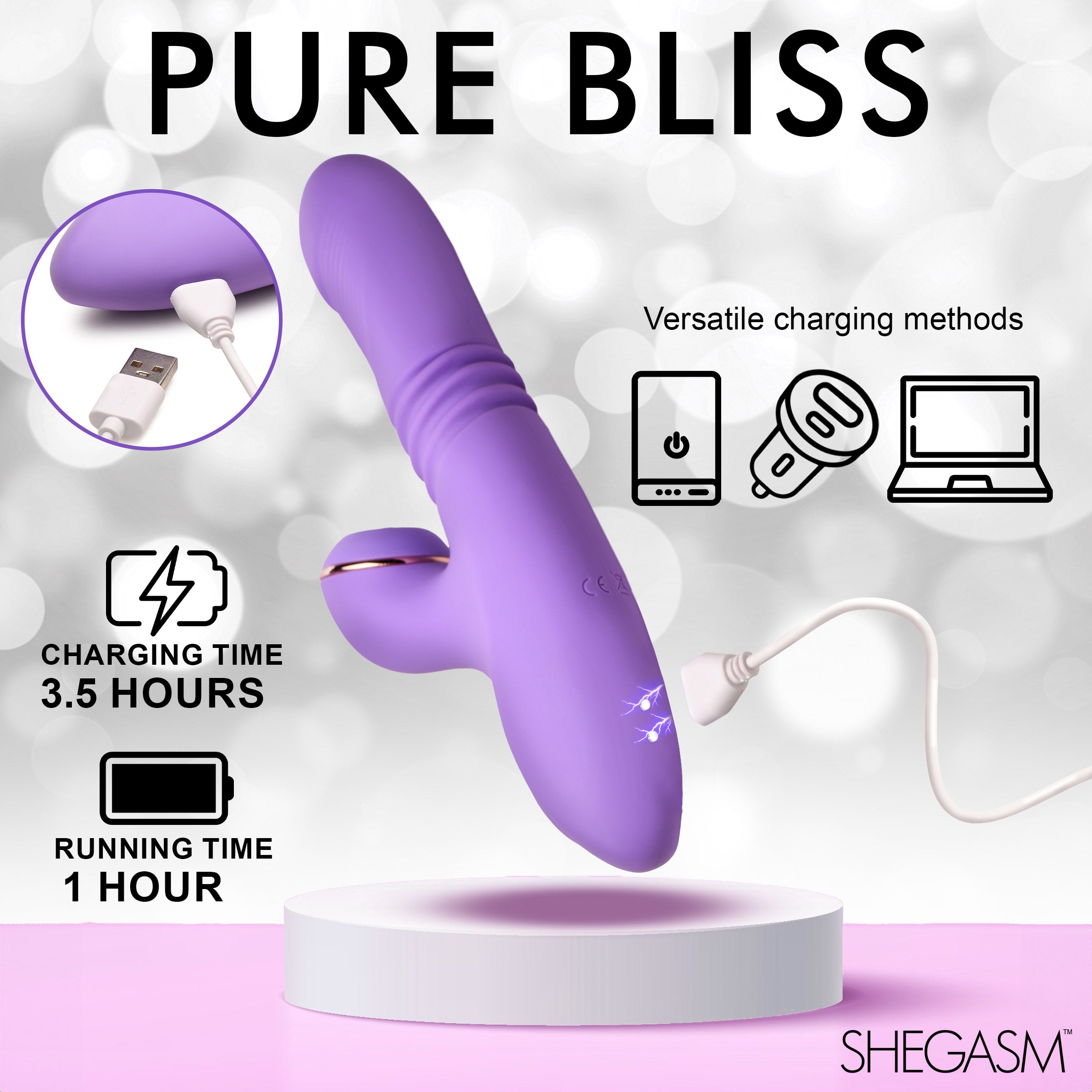 Pro-thrust Max 14x purple rabbit vibrator for blissful pleasure