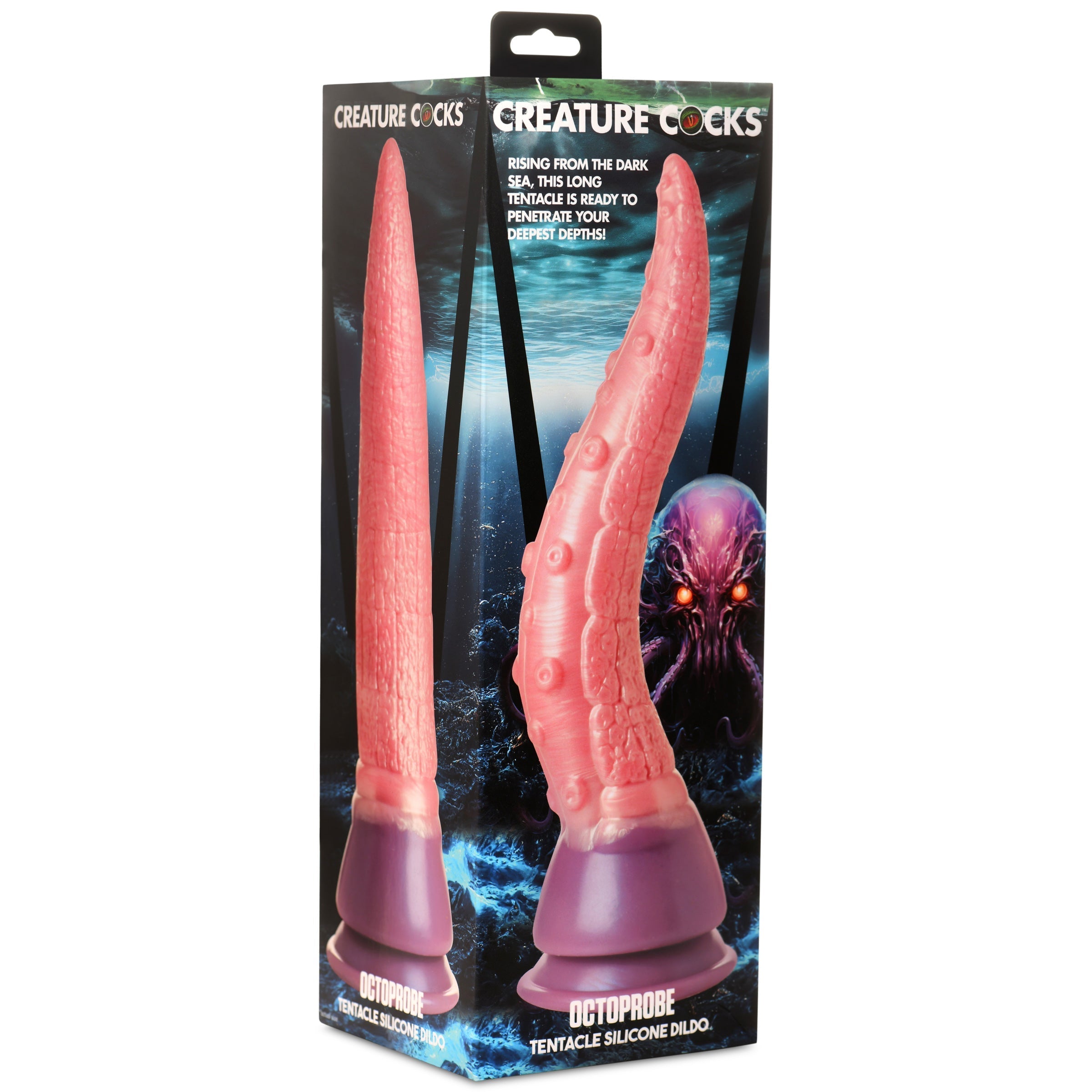 Octoprobe Tentacle Silicone Dildo in its packaging