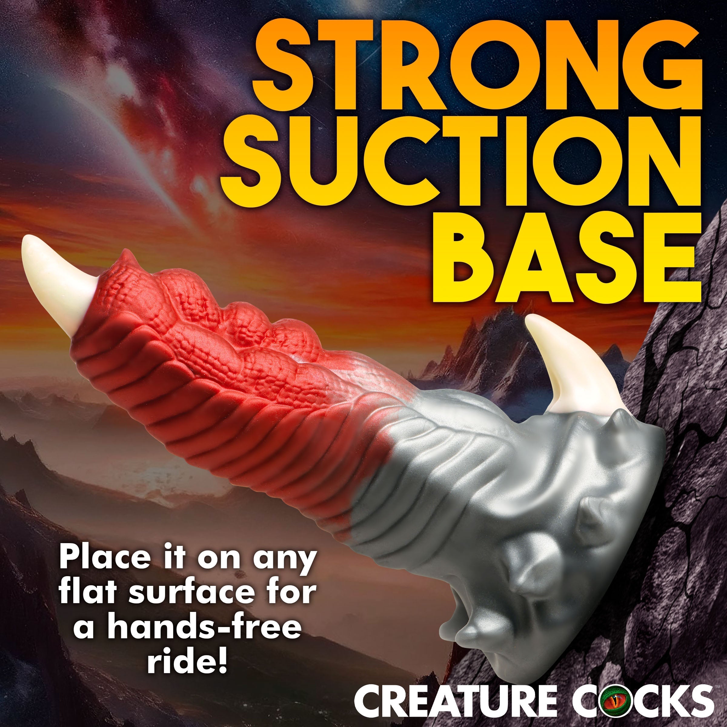 Talon Silicone Dildo with a red and white design resembling a dragon