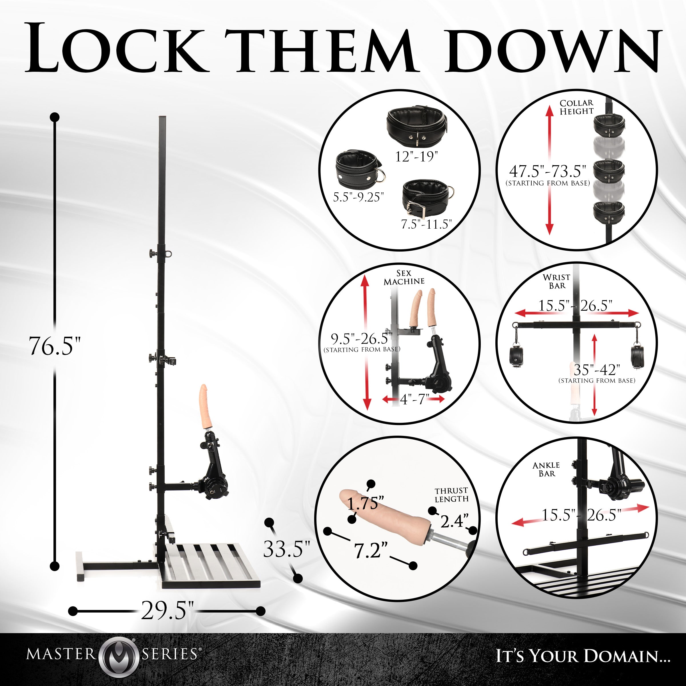 Close-up view of the restraint system on the Ultimate Enforcer Forced Orgasm Tower