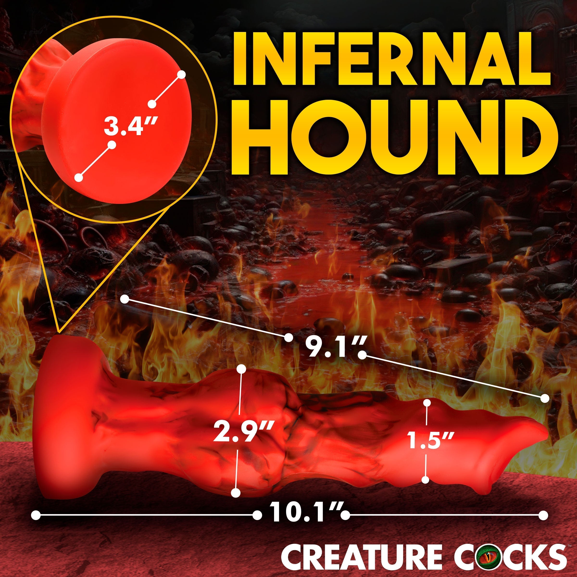 Red Fire Hound dildo with a distinct large head design