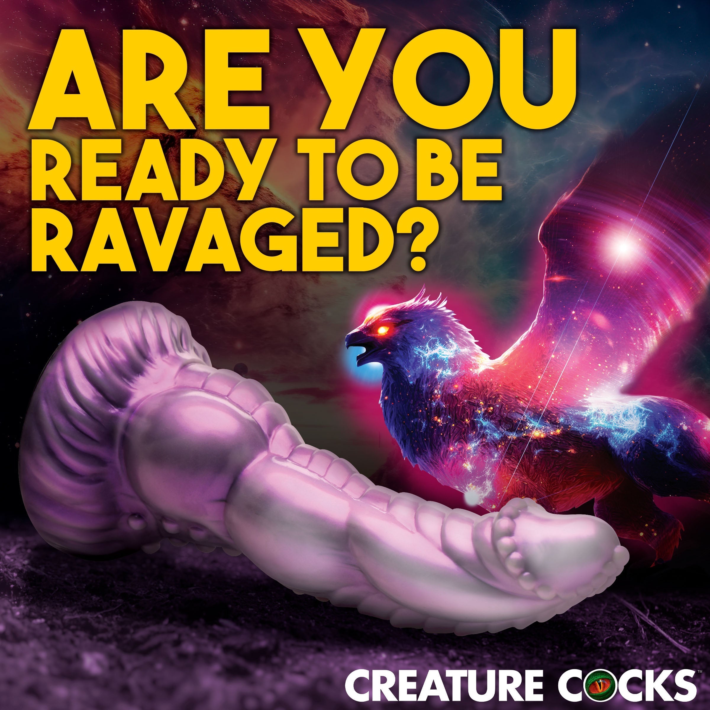 Promotional image of Celestial Cock Silicone Dildo with suggestive text