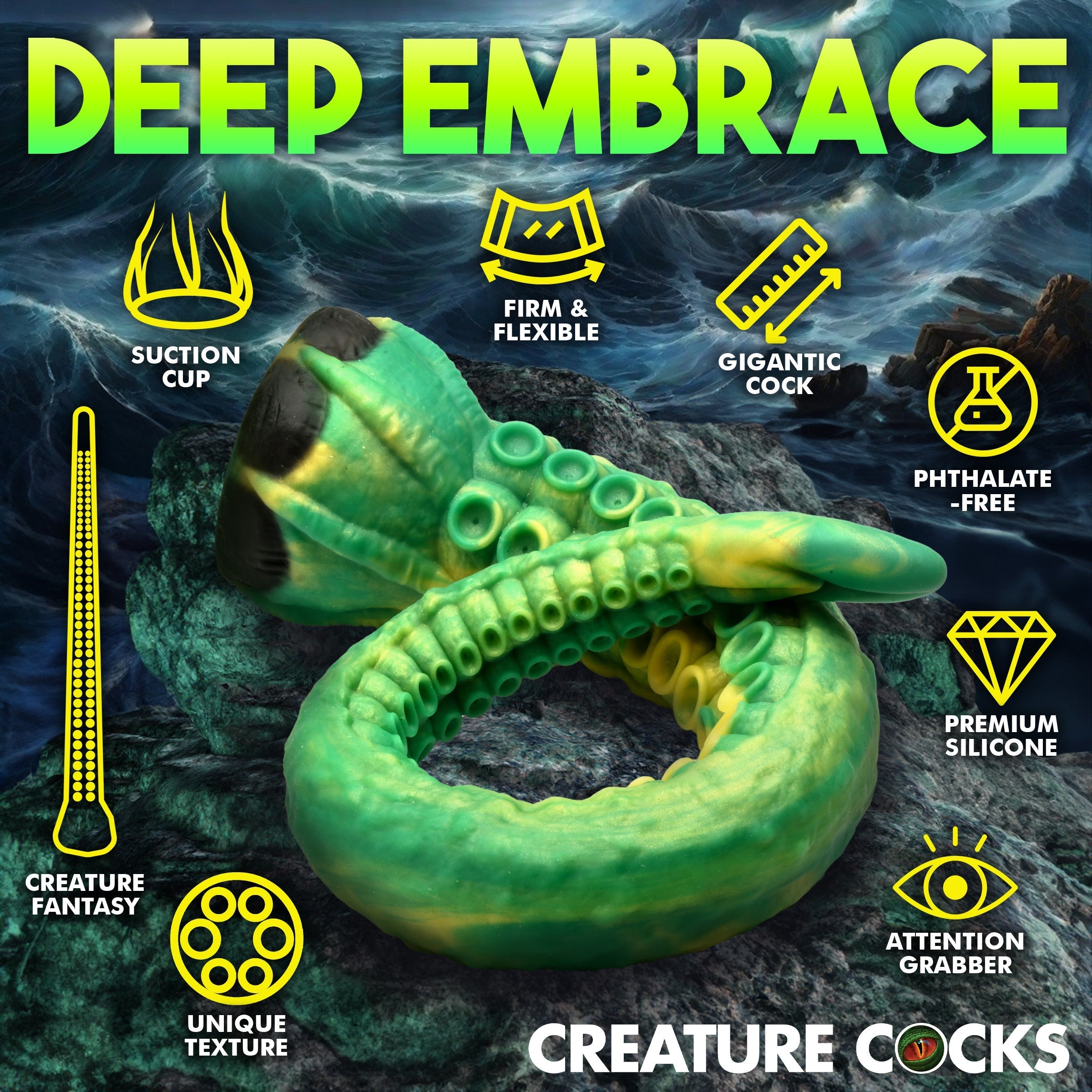 Deep Embrace brand silicone dildo with tentacle texture